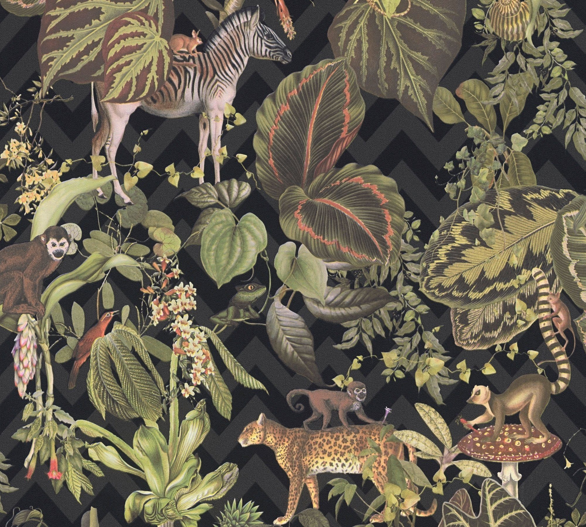 A.S. Création METROPOLIS BY MICHALSKY LIVING Vliestapete Change is good, Jungle Joy, botanisch, floral, tropisch, Designertapete Tapete Dschungel grün/schwarz/bunt