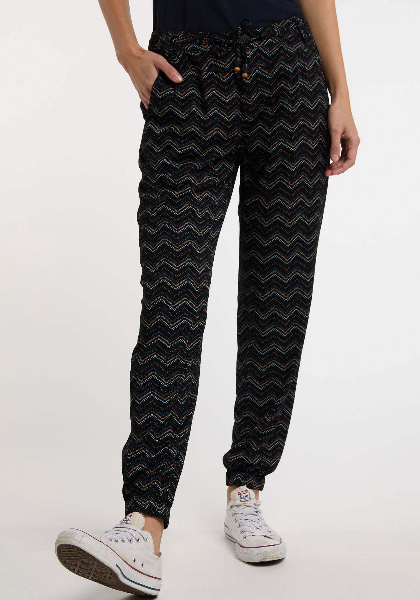 Ragwear Stoffhose TALIN CHEVRON im BLACK Zick-Zack Muster