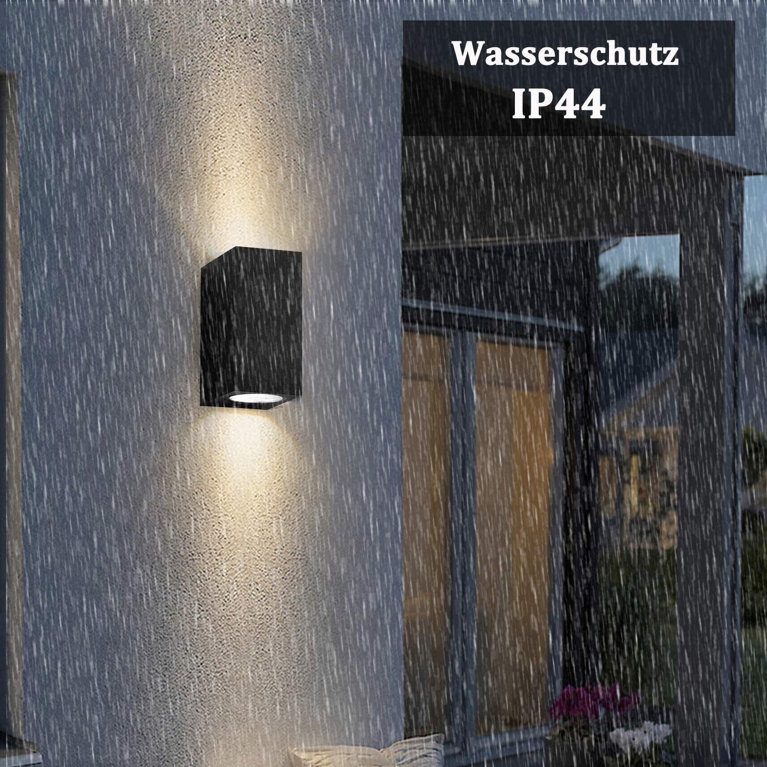 LETGOSPT Wandleuchte LED Außenleuchte Wand GU10 Wandlampen Wand-Spot Up & Down Leuchten, Up Down Abstrahlwinkel, LED wechselbar, Warmweiß, Wandleuchte inkl. GU10 Glühbirne,IP54 Wasserdichte für Balkon, Gehweg