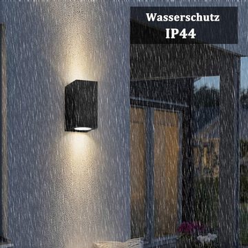 LETGOSPT Wandleuchte LED Außenleuchte Wand GU10 Wandlampen Wand-Spot Up & Down Leuchten, Aussen Aluminium, IP44 Wasserdichte, für Balkon, Gehweg