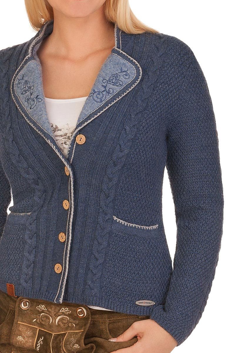Spieth & Wensky Trachtenjanker Trachten Strickjacke - FARCHANT - jeansblau, günstig online kaufen