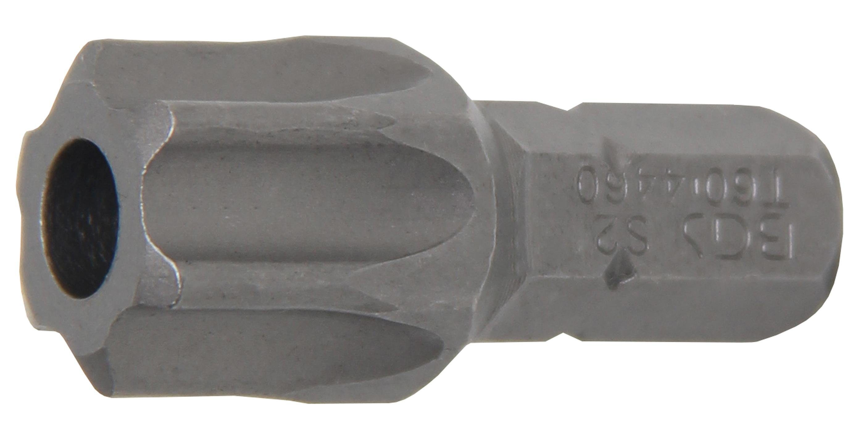 BGS technic Bit-Schraubendreher Bit, Länge 30 mm, Antrieb Außensechskant 8 mm (5/16), T-Profil (für Torx) mit Bohrung T60 | Schraubendreher