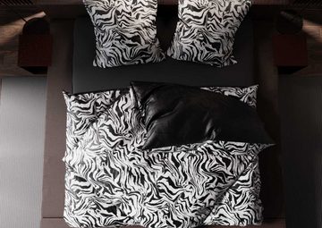 Bettwäsche Mako Satin Wende Bettwäsche Zebra Muster schwarz weiß, BETTWAESCHE-MIT-STIL, Mako Satin, 2 teilig