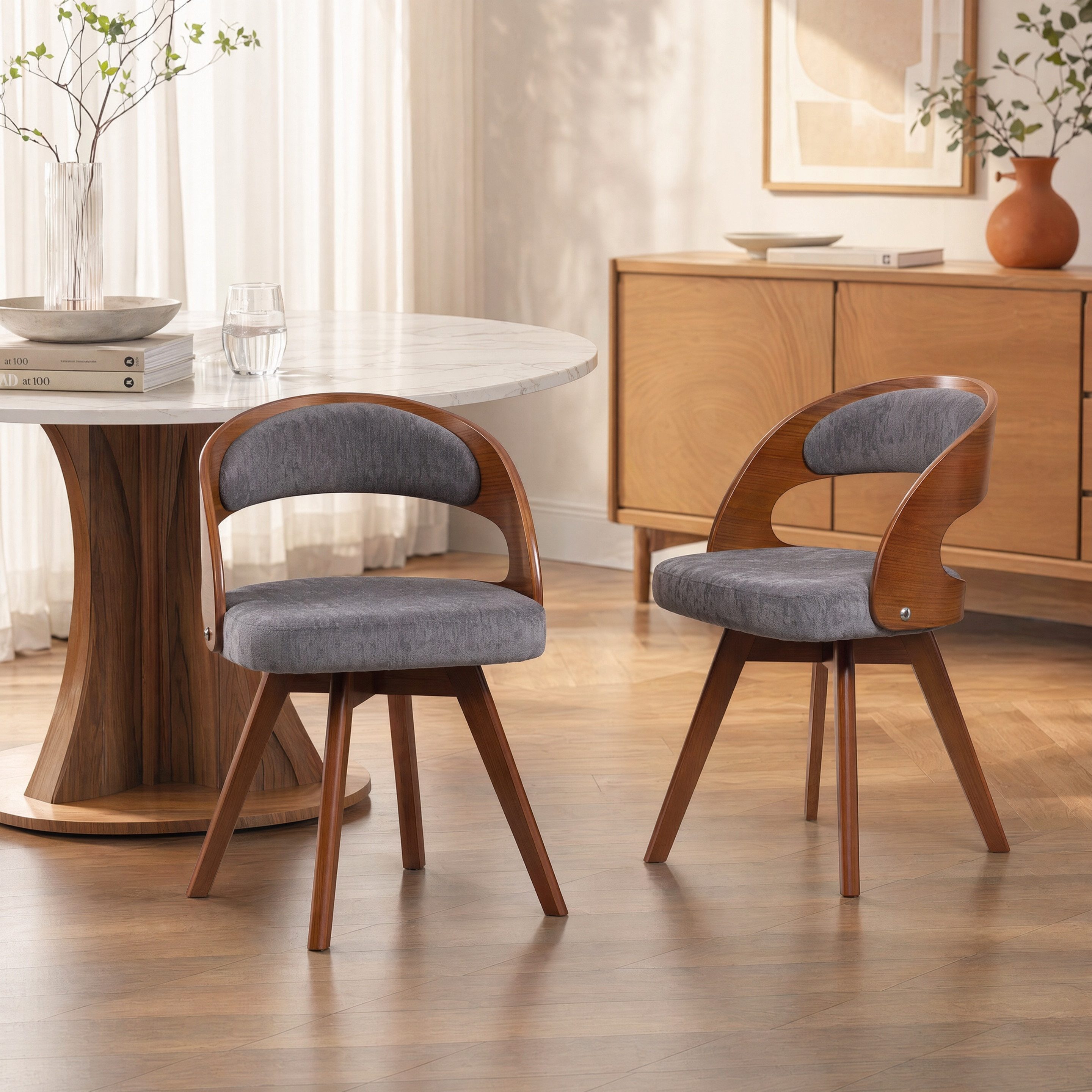 Totnz Esszimmerstuhl Drehbarer Esszimmerstuhl 360°, Gepolsterter Stuhl mit Stoffbezug (2 St), Moderner Loungesessel für Esszimmer und Wohnzimmer