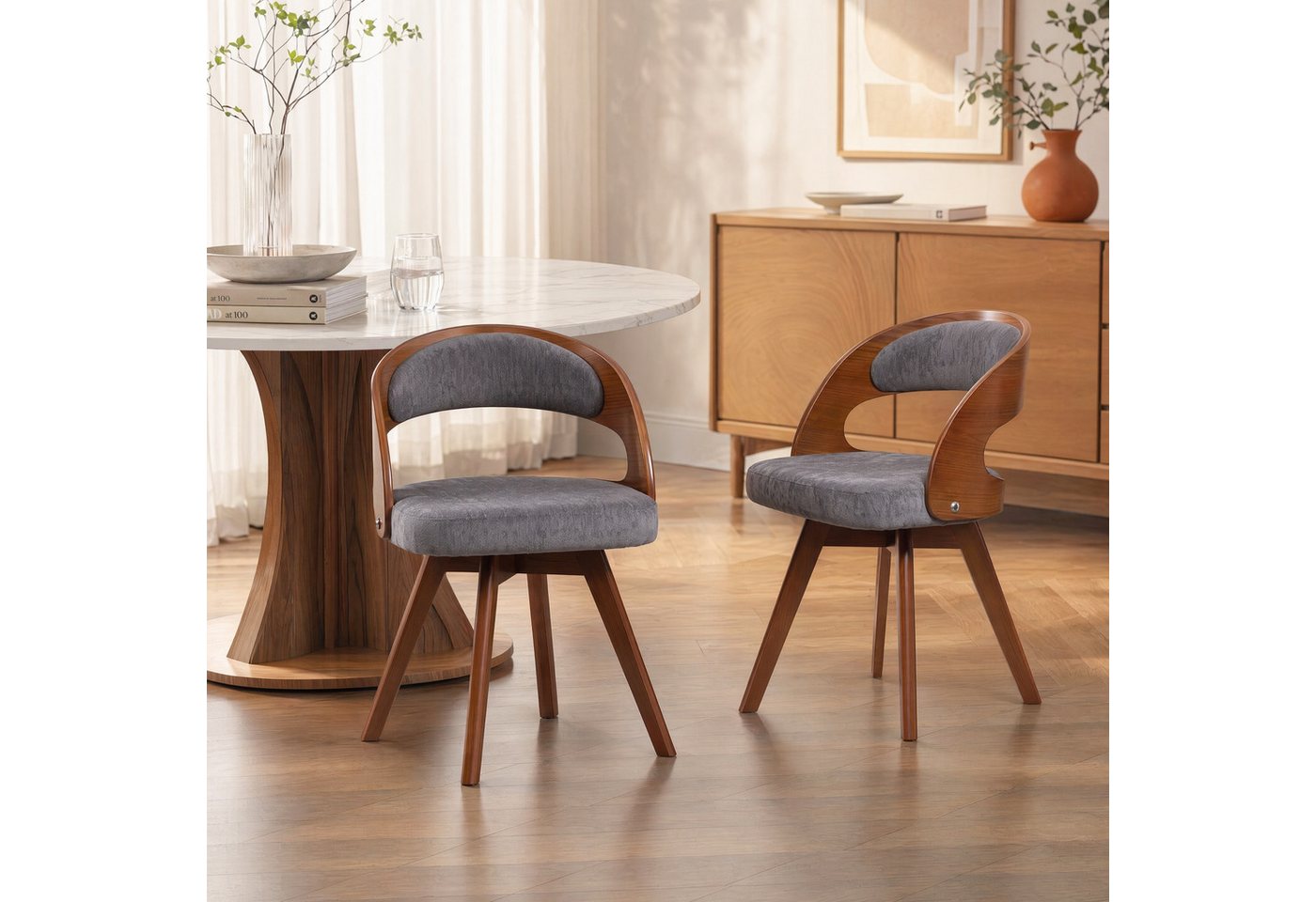 Totnz Esszimmerstuhl Drehbarer Esszimmerstuhl 360°, Gepolsterter Stuhl mit Stoffbezug (2 St), Moderner Loungesessel für Esszimmer und Wohnzimmer