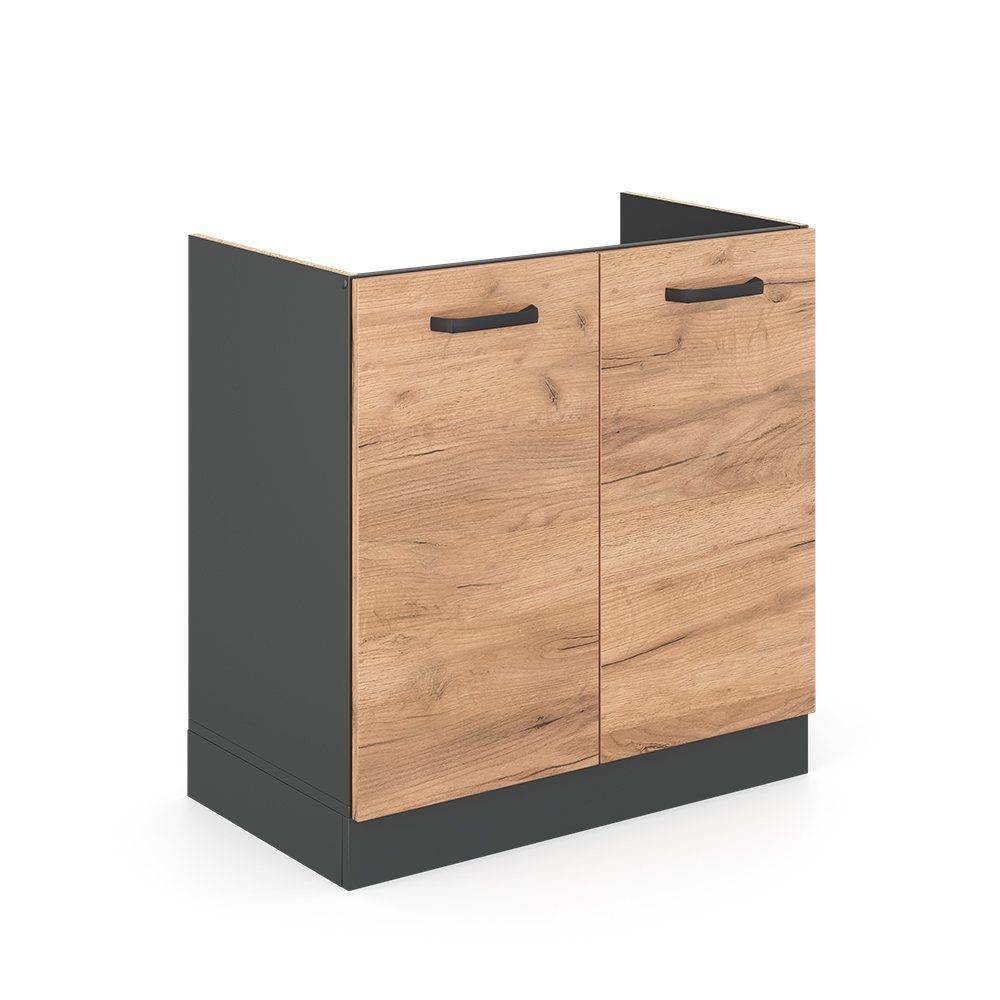 Vicco Spülenunterschrank R-Line, Goldkraft Eiche/Anthrazit, 80 günstig online kaufen