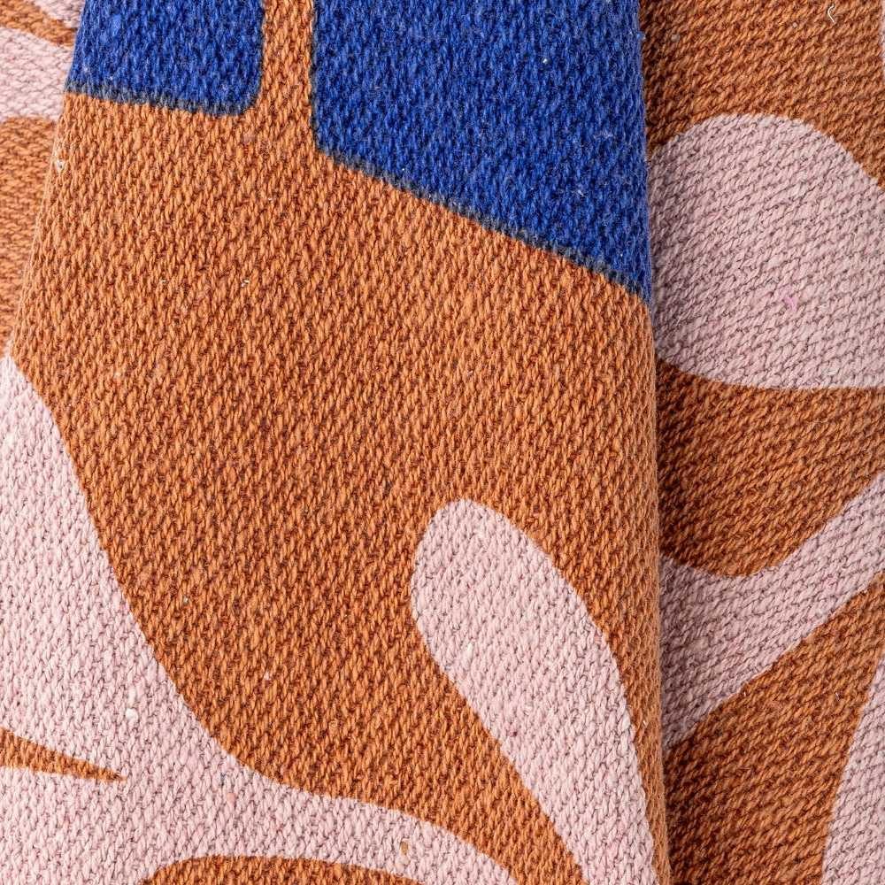 Wolldecke Bloomingville Decke ATLE Braun Blau 160x130 cm, Bloomingville günstig online kaufen