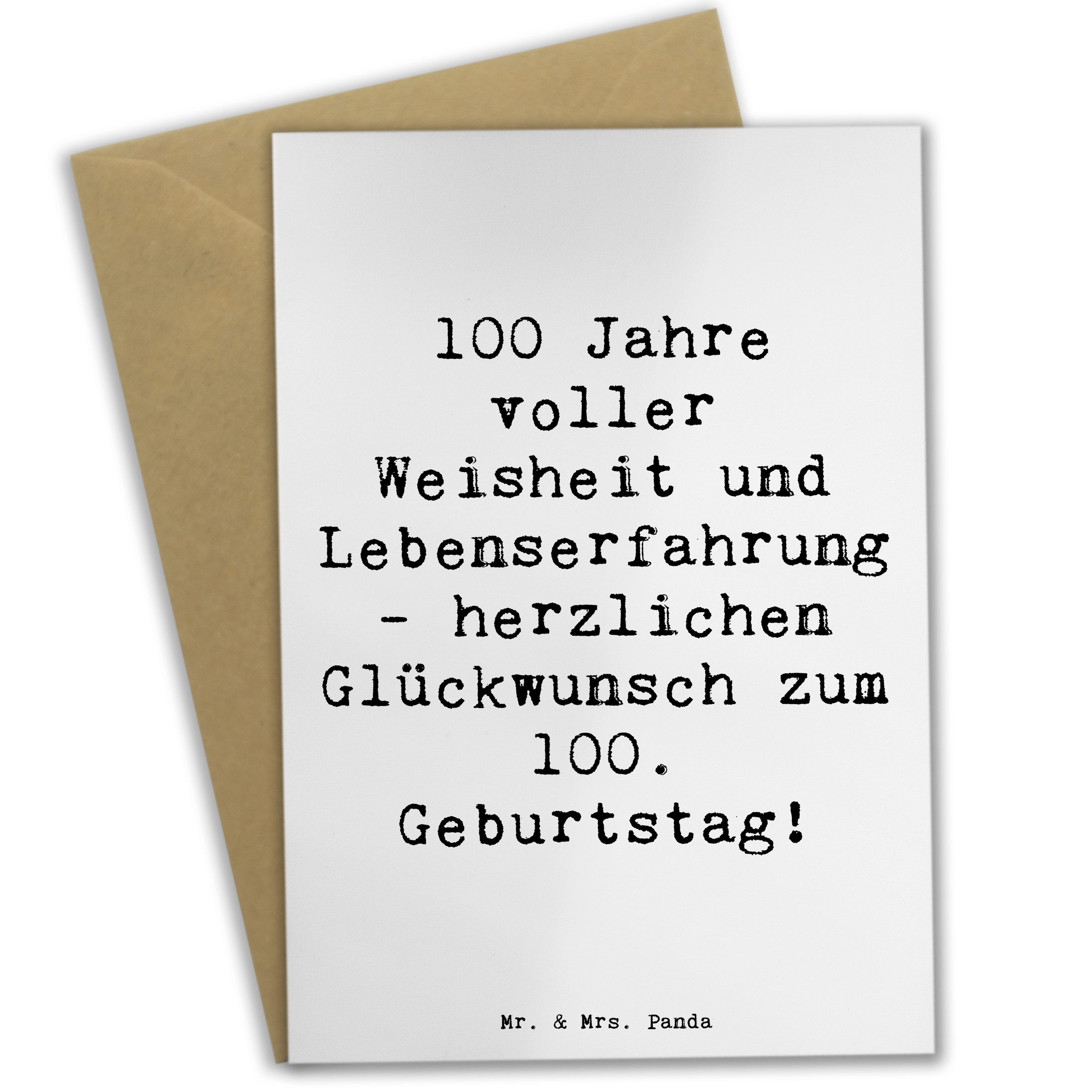 Grußkarte Spruch 100. Geburtstag - Weiß - Geschenk, Lebensalter, Karte, Klappka