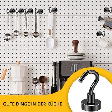 BOTC Magnethalter Starke Magnet-Haken, Universelle Hakenmagnete (6 Stück, 6 Stück Magnetische Haken, Aufbewahrungsbox), Magnetische Haken für Küche, Bad, Schlafzimmer