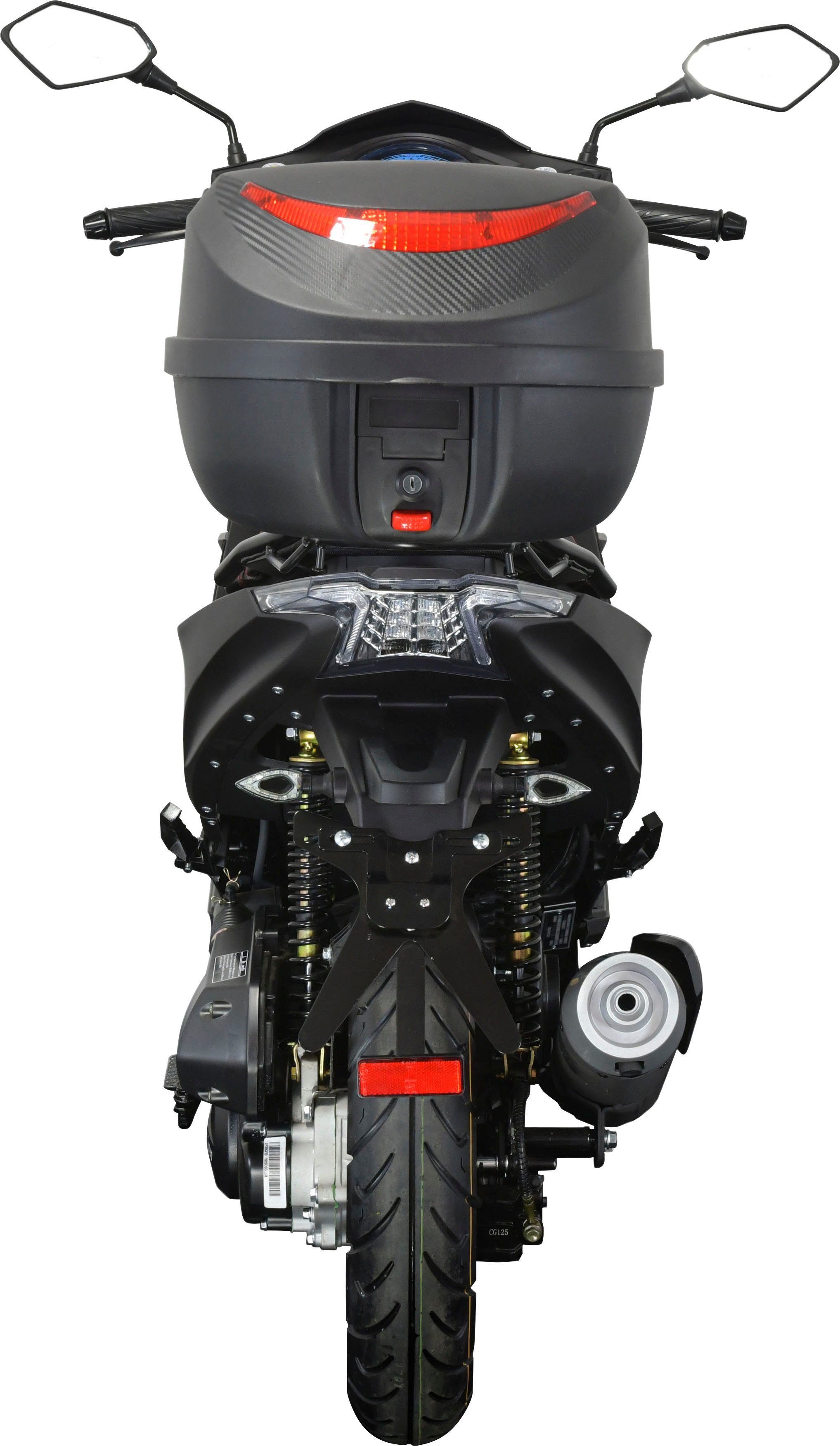 GT UNION Mofaroller Striker, 50 (Set), 5, schwarz 25 ccm, km/h, mit Euro Topcase