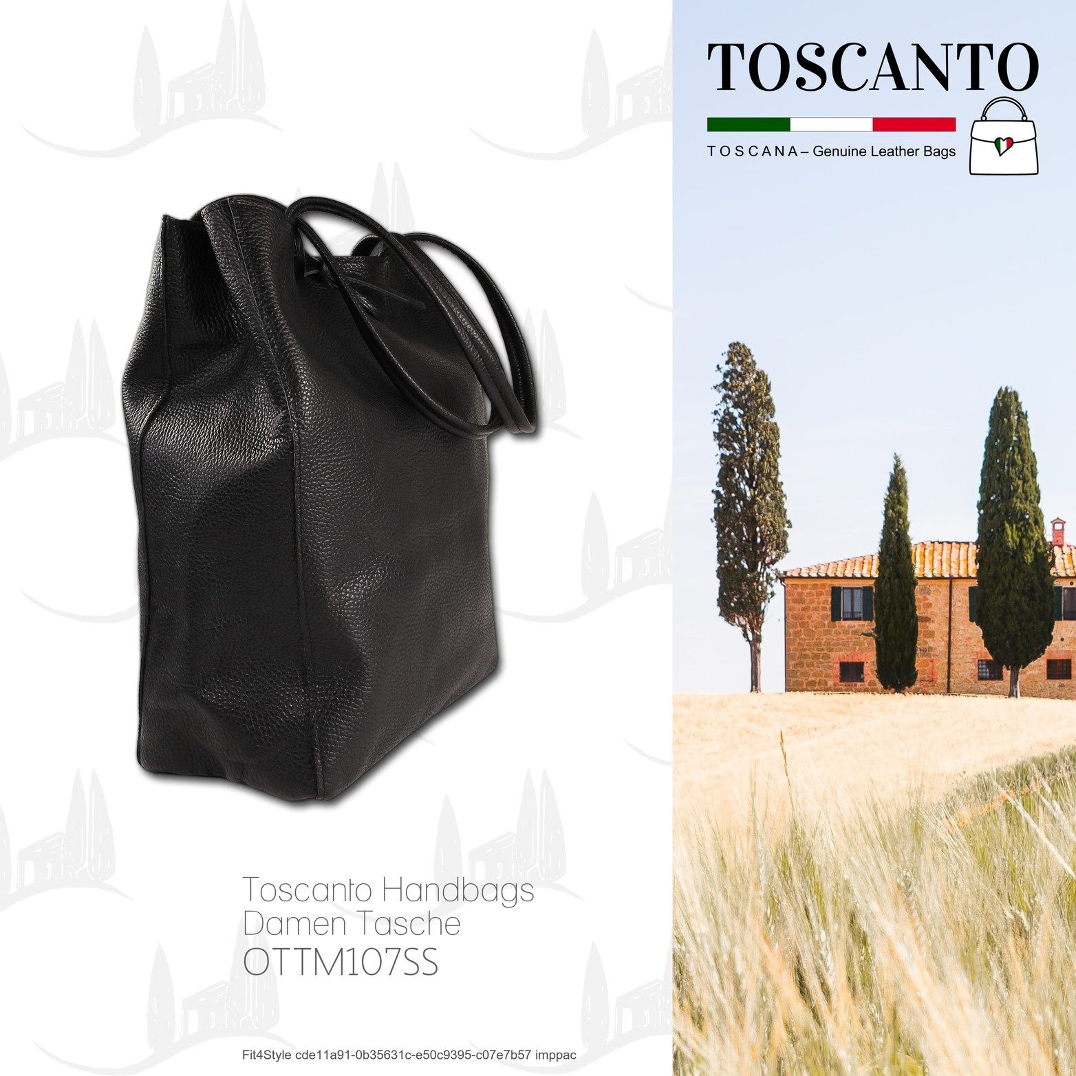 Toscanto Shopper Toscanto Damen Shopper Schultertasche (Schultertasche, Shopper), Damen Tasche Echtes Leder, Rindsleder schwarz, Made-In Italy