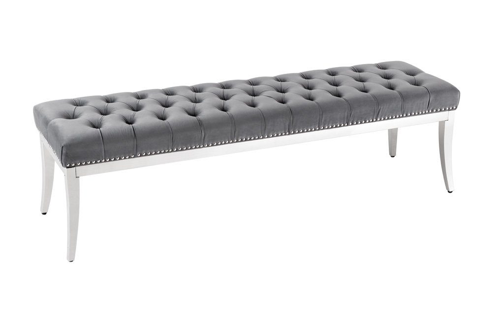 riess-ambiente Sitzbank CASTLE DELUXE 165cm grau / silber (Einzelartikel, 1-St), Esszimmer · Samt · Edelstahl · Schlafzimmer · Flur · Barock Design