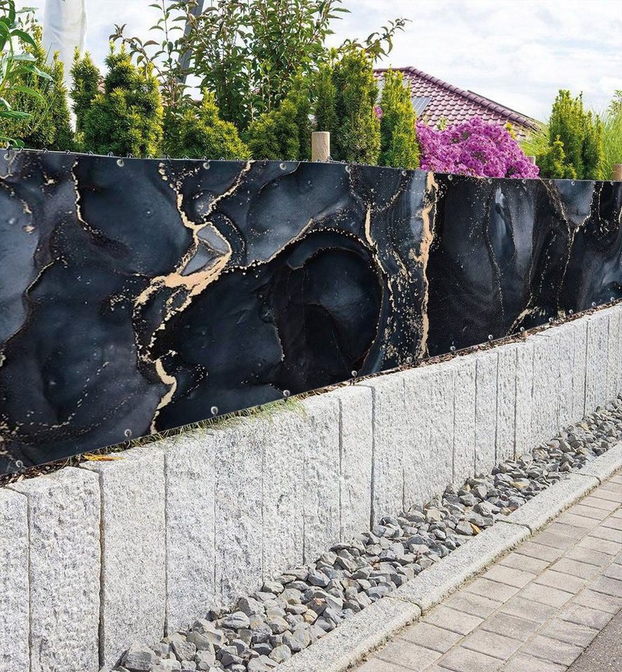 Thumbnail - MyMaxxi Sichtschutzzaunmatten Zaunbanner Marmor schwarz gold Sichtschutz Garten Zaun