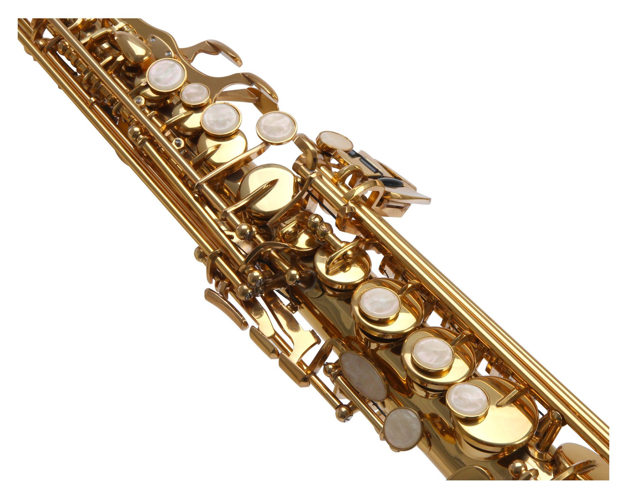 Classic Cantabile Saxophon SS-450 Sopran Saxophone gerade, Sopran Sax, 6-St., Set mit Koffer, Mundstück, S-Bögen, Putztuch und Handschuhe, Sopransaxophon, Hoch-Fis-Klappen, ergonomische Klappenmechanik