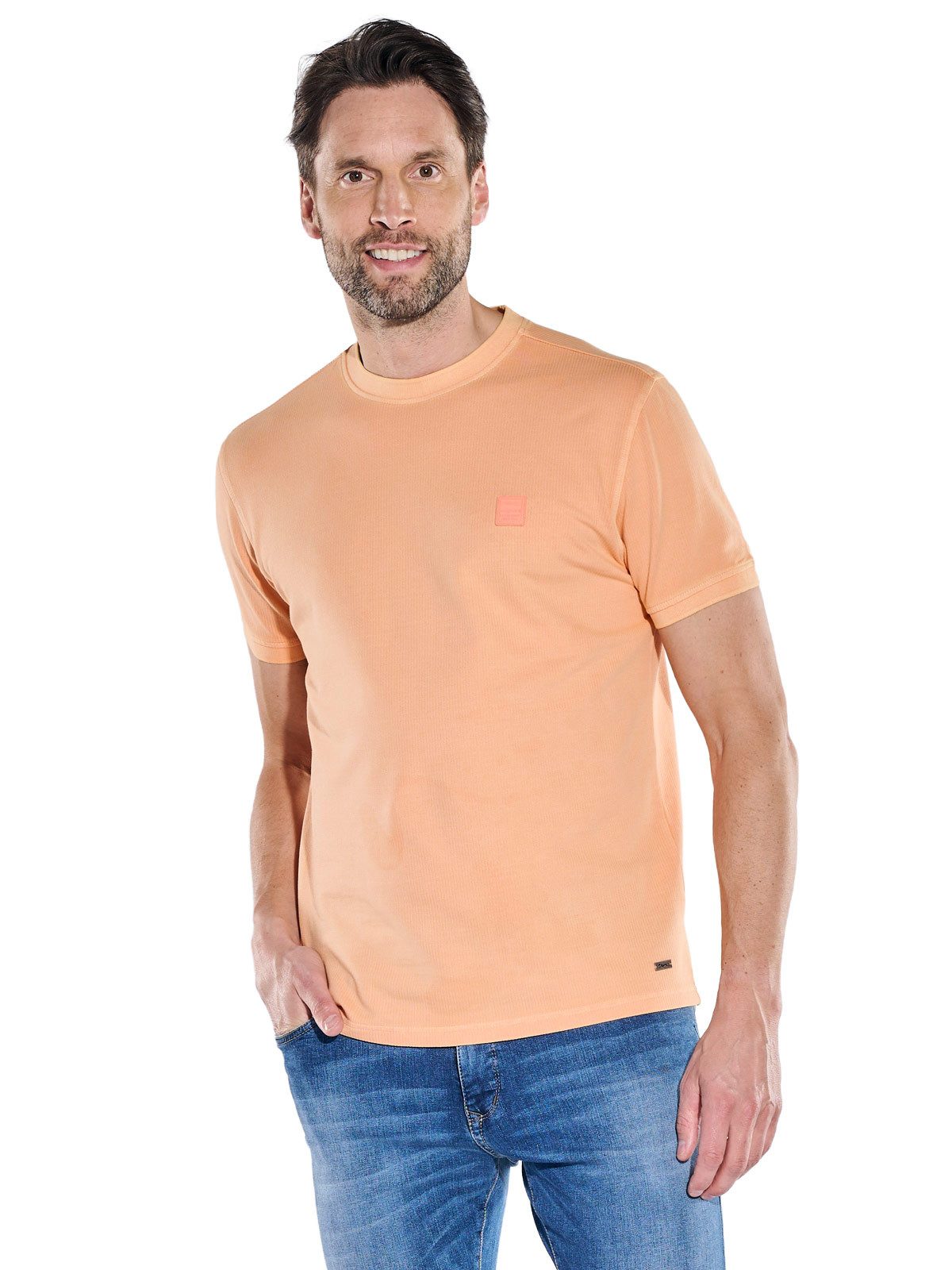 Engbers T-Shirt Herren Rundhals T-Shirt mit Badge an der Brust, Orange