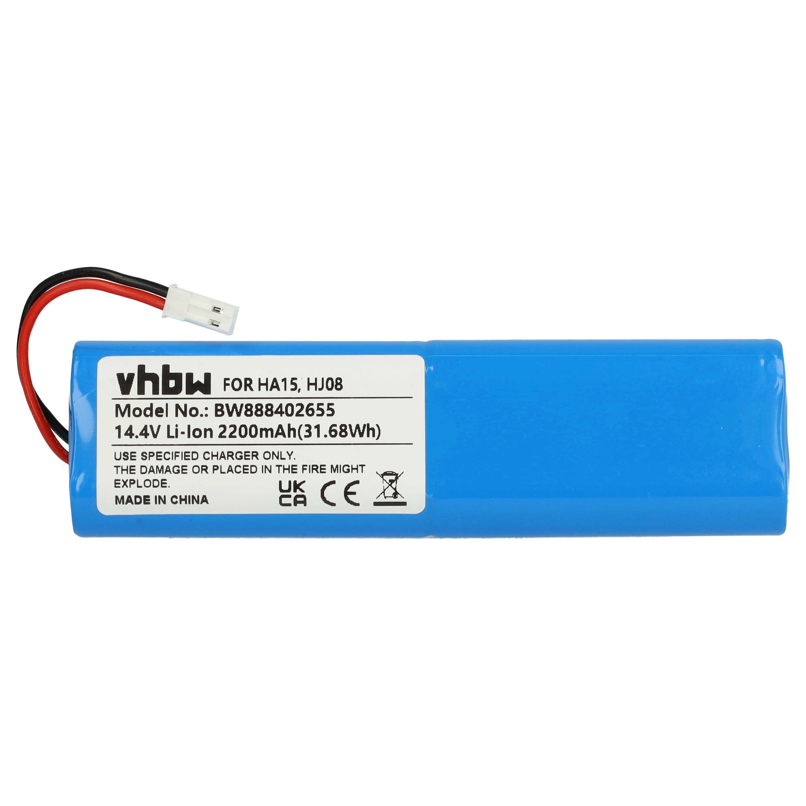 vhbw Akku passend für Zaco V5x, V3, V40, V5s Pro Staubsauger / Saugroboter Staubsauger-Akku Akku Li-Ion 2200 mAh (14,4 V, 1 St), Leistungsfähiger Austausch-Akku für Ihren Saugroboter