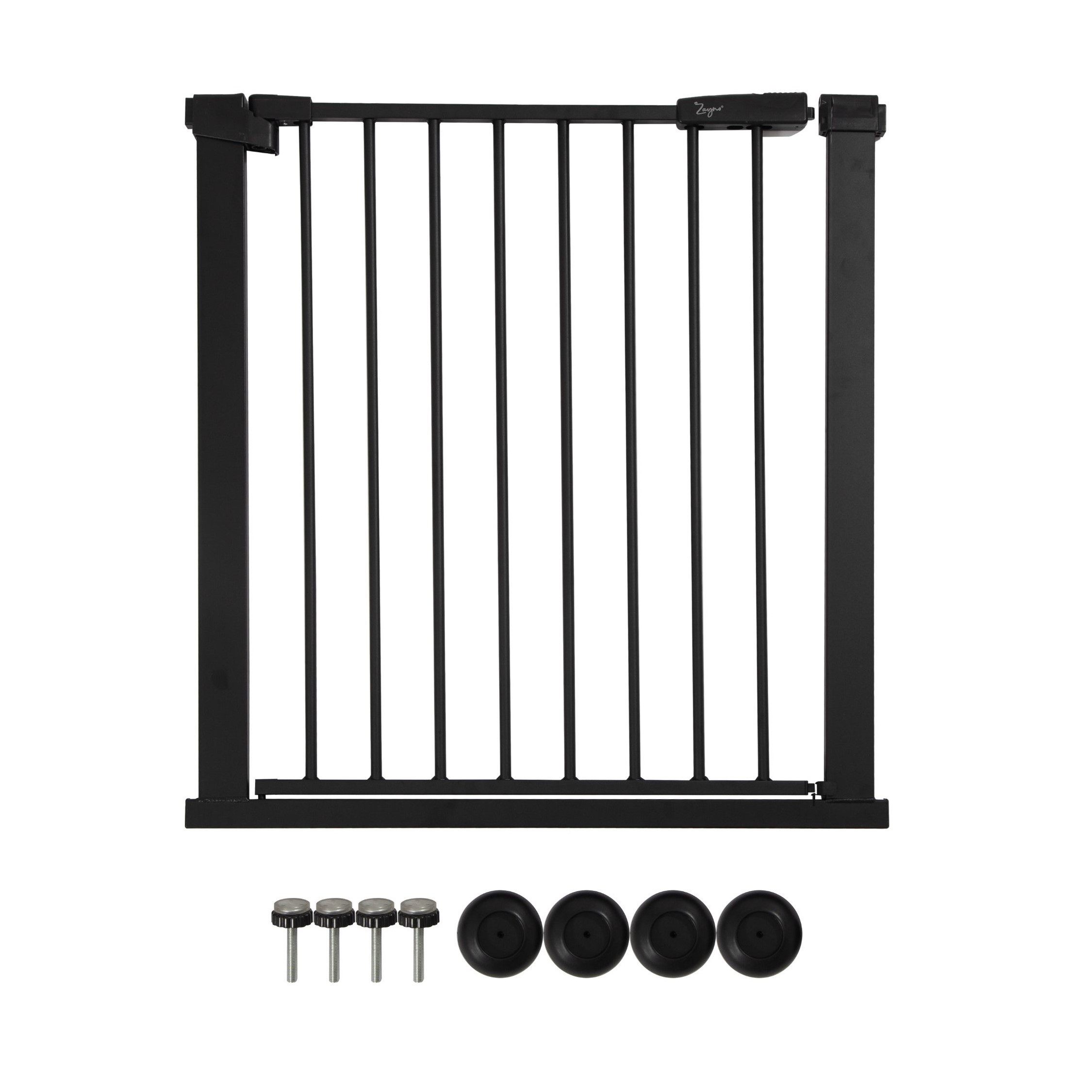 Zayno Türschutzgitter 76 bis 83 cm Schwarz inkl. Türrahmenschonern (Set, 5 St., Inklusive 4 Türrahmenschonern), auch als Treppenschutzgitter verwendbar