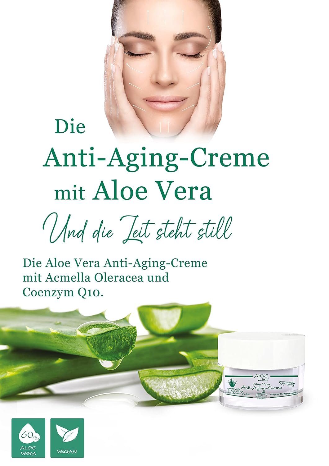 24h Bio Vera, Aging Anti ALOE Anti-Aging-Creme Gesichtscreme Line mit 60% 50ml Aloe Vera Aloe