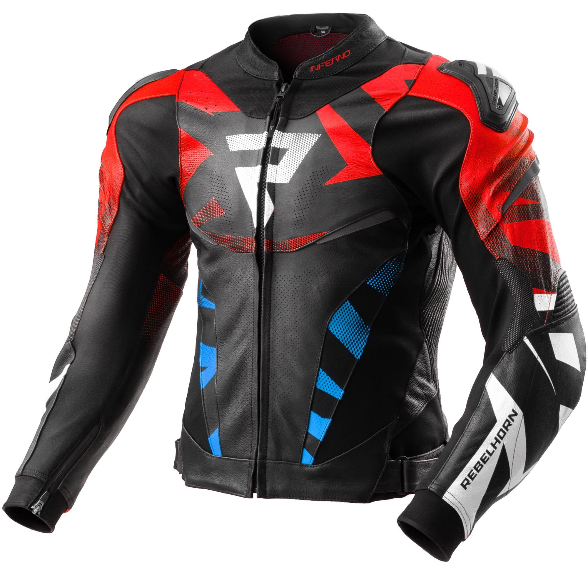 Rebelhorn Motorradjacke Inferno Motorrad Lederjacke Rückenprotektor enthalten,Verbindungsreißverschluss,Ellenbogenpro