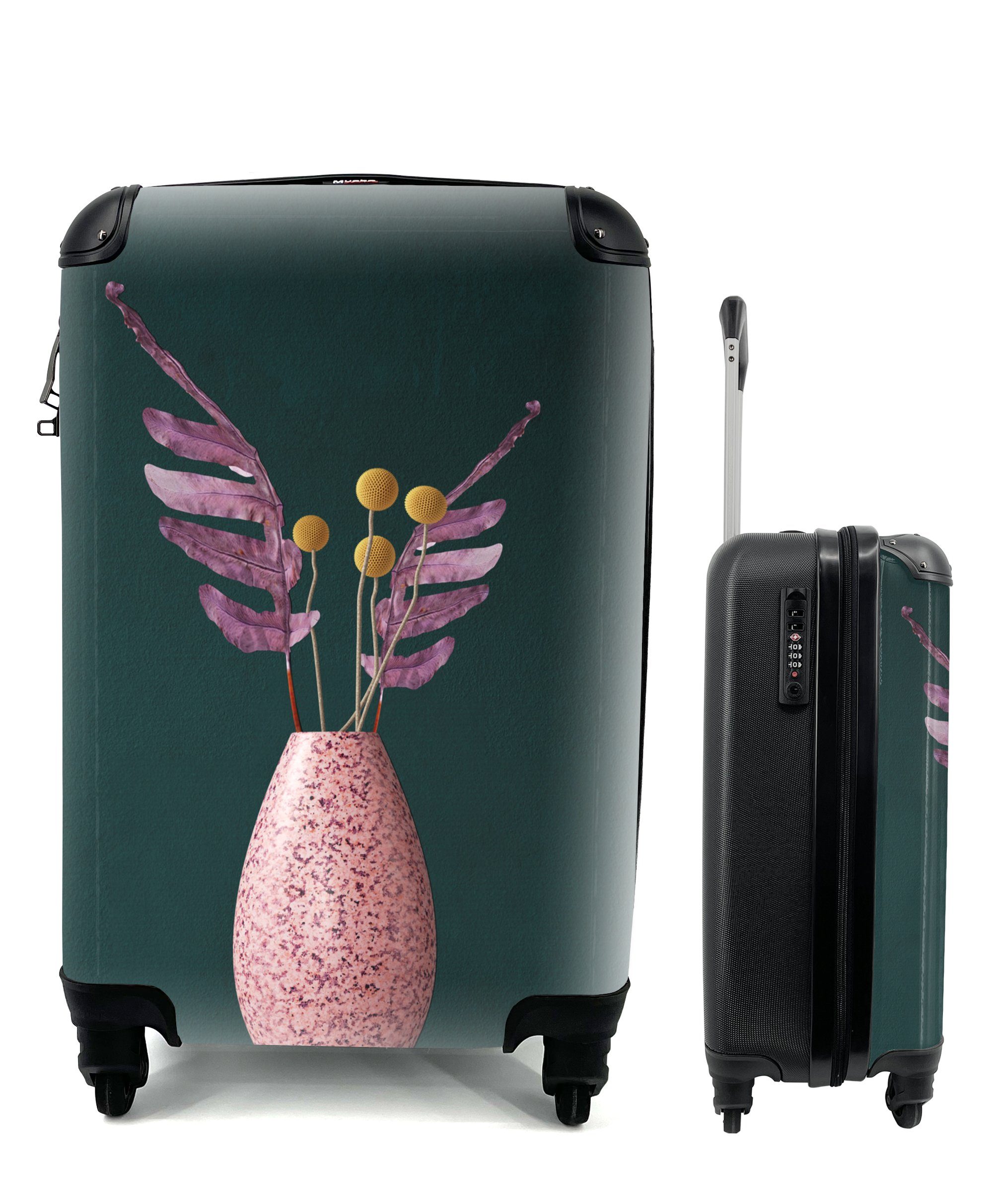 MuchoWow Handgepäckkoffer Stilleben - Pflanzen - Vase, 4 Rollen, Reisetasche mit rollen, Handgepäck für Ferien, Trolley, Reisekoffer | Handgepäck-Koffer