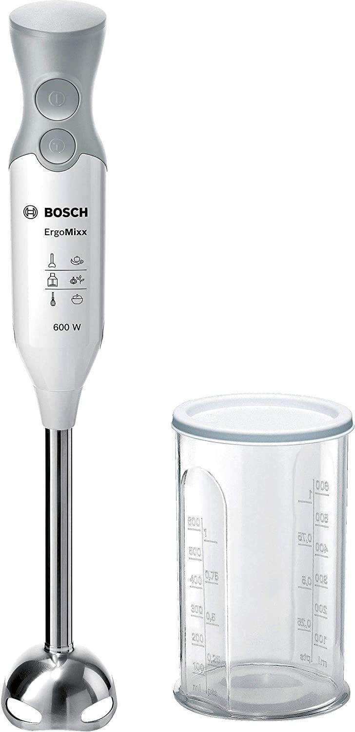 BOSCH Stabmixer ErgoMixx MSM66110 Edelstahl-Mixfuß 4-Klingen 600W weiß/grau