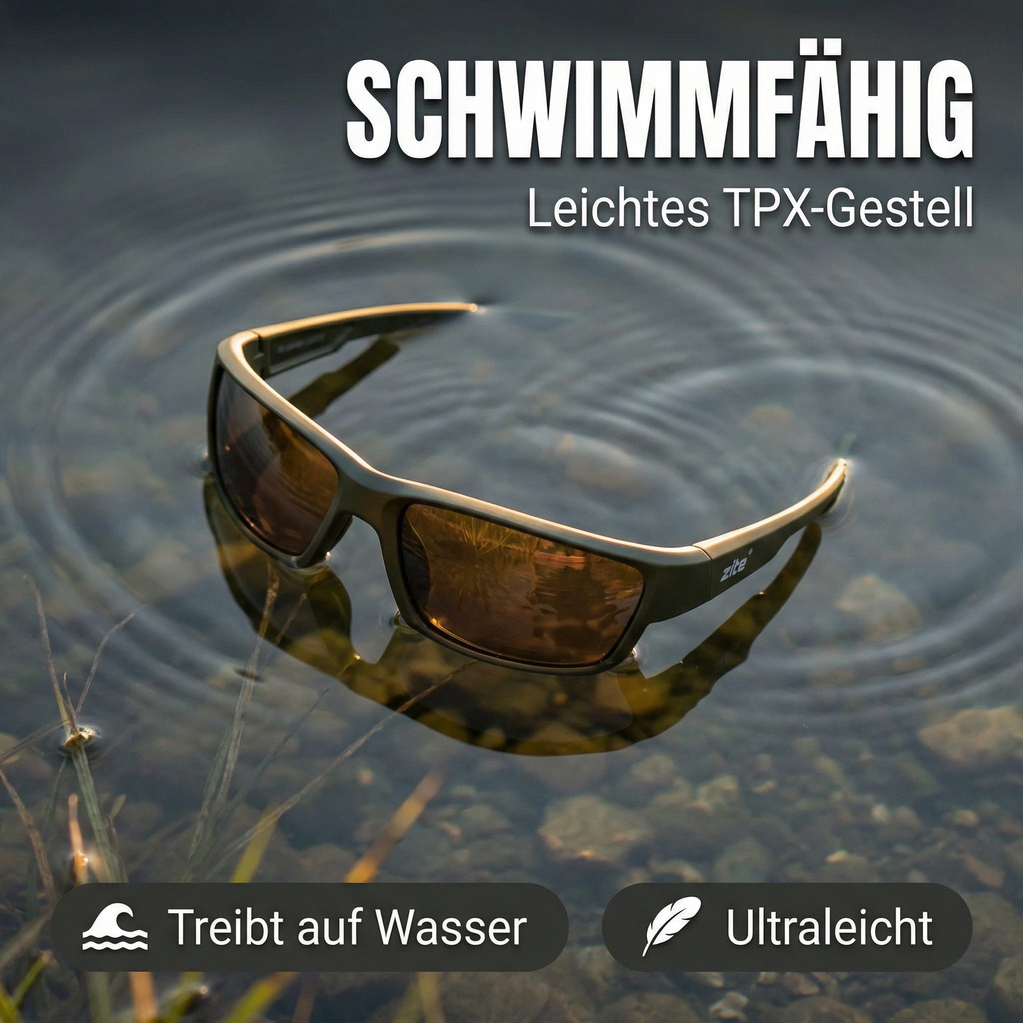 Zite Sportbrille Polarisationsbrille Orus schwimmfähig kratzfest inkl. Hardcase-Etui