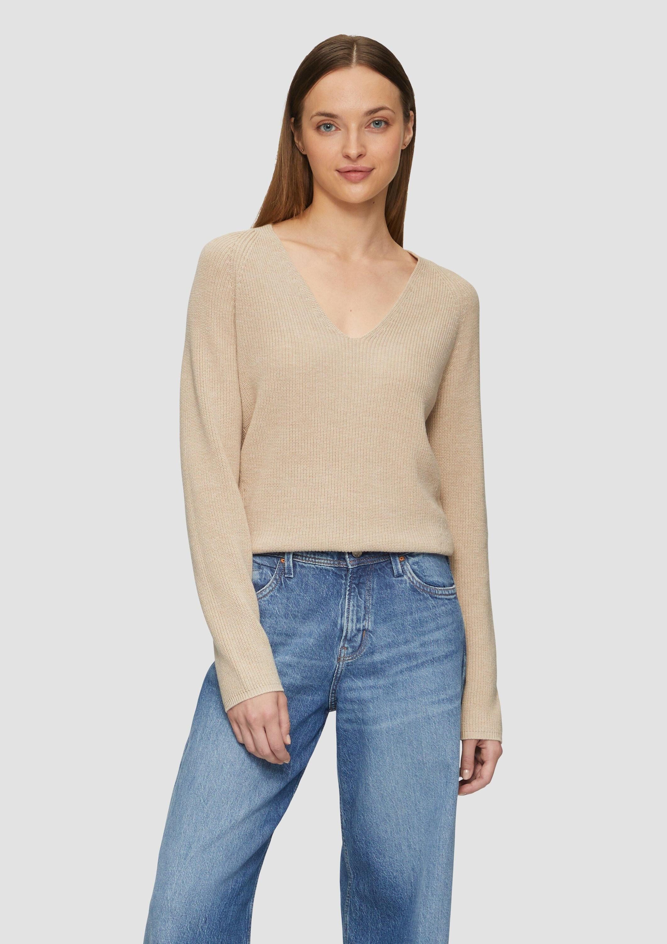 s.Oliver Longpullover Strickpullover Strickpullover mit V-Ausschnitt günstig online kaufen