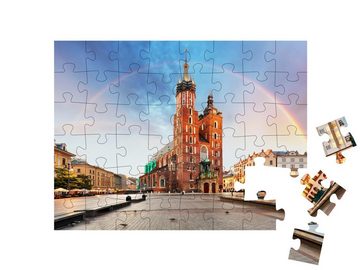 puzzleYOU Puzzle Marienbasilika auf dem Hauptplatz von Krakau, 48 Puzzleteile, puzzleYOU-Kollektionen Polen