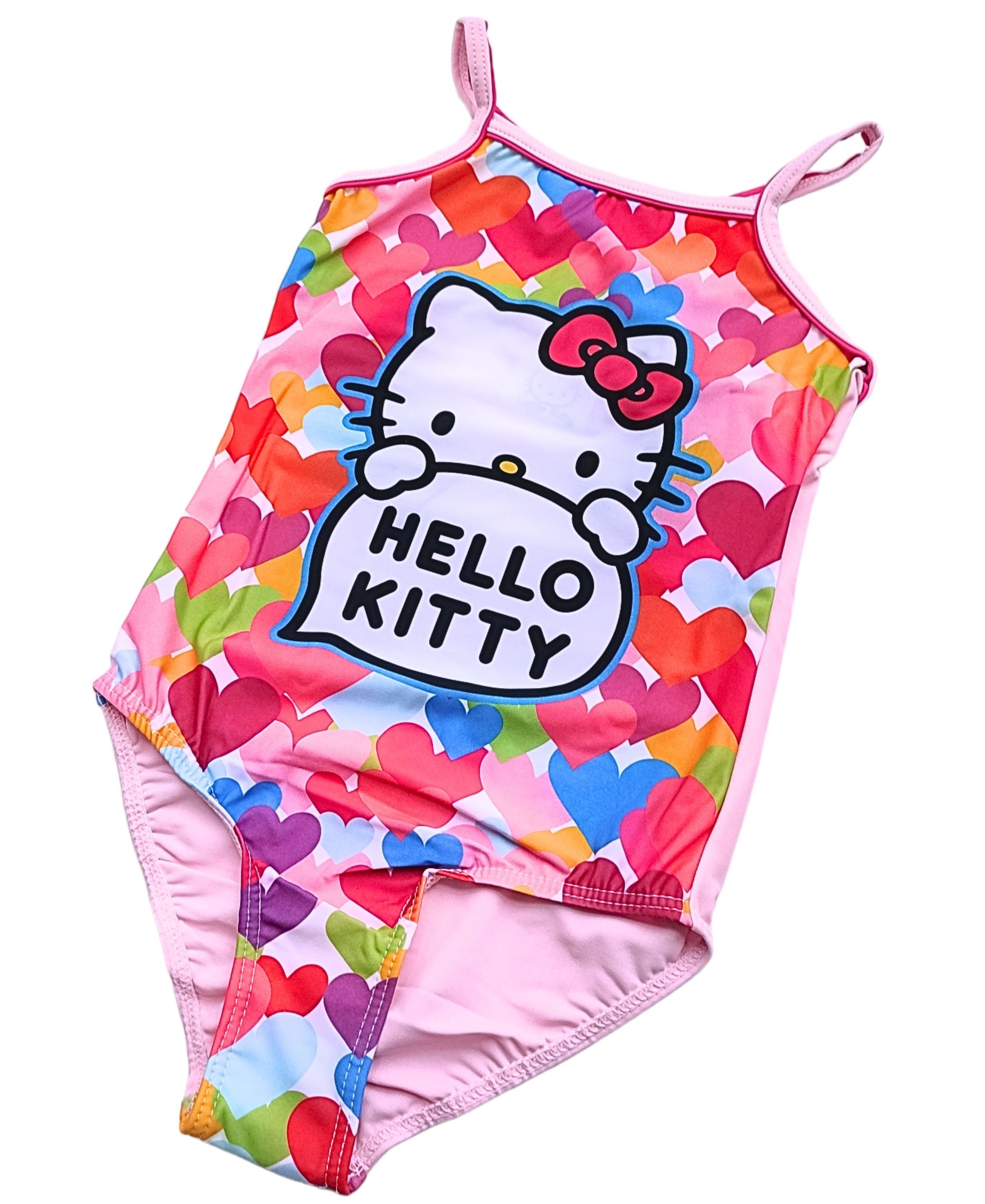 Hello Kitty Badeanzug Mädchen Schwimmanzug mit Herzen Gr. 98 - 128 cm
