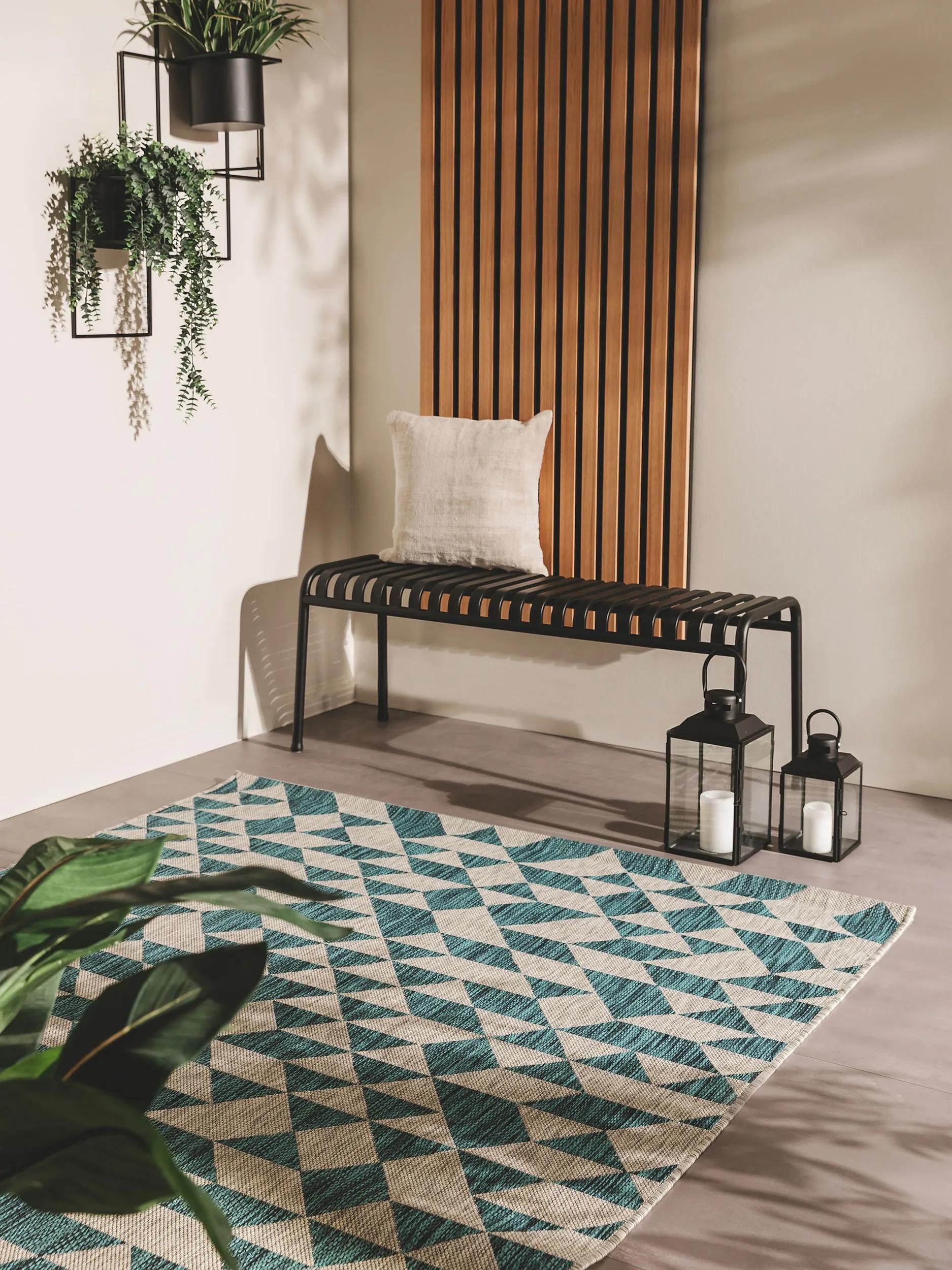 benuta Outdoorteppich Cleo, rechteckig, Höhe: 5 mm, Teppich Wohnzimmer, Schlafzimmer, Esszimmer, Flur, Kunstfaser, Cozy