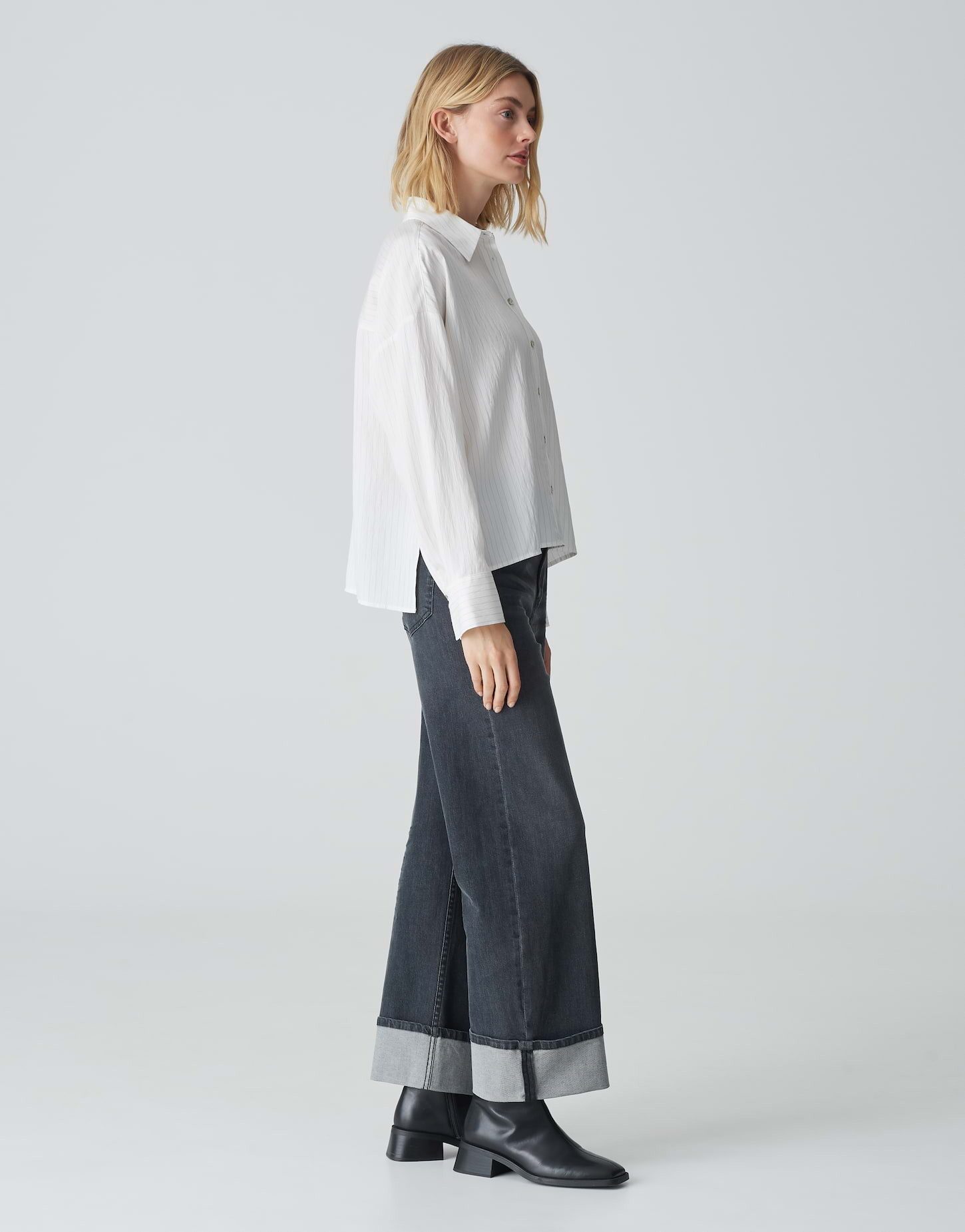 OPUS Langarmbluse Streifenbluse FREDI Boxy Fit aus Modal Mix