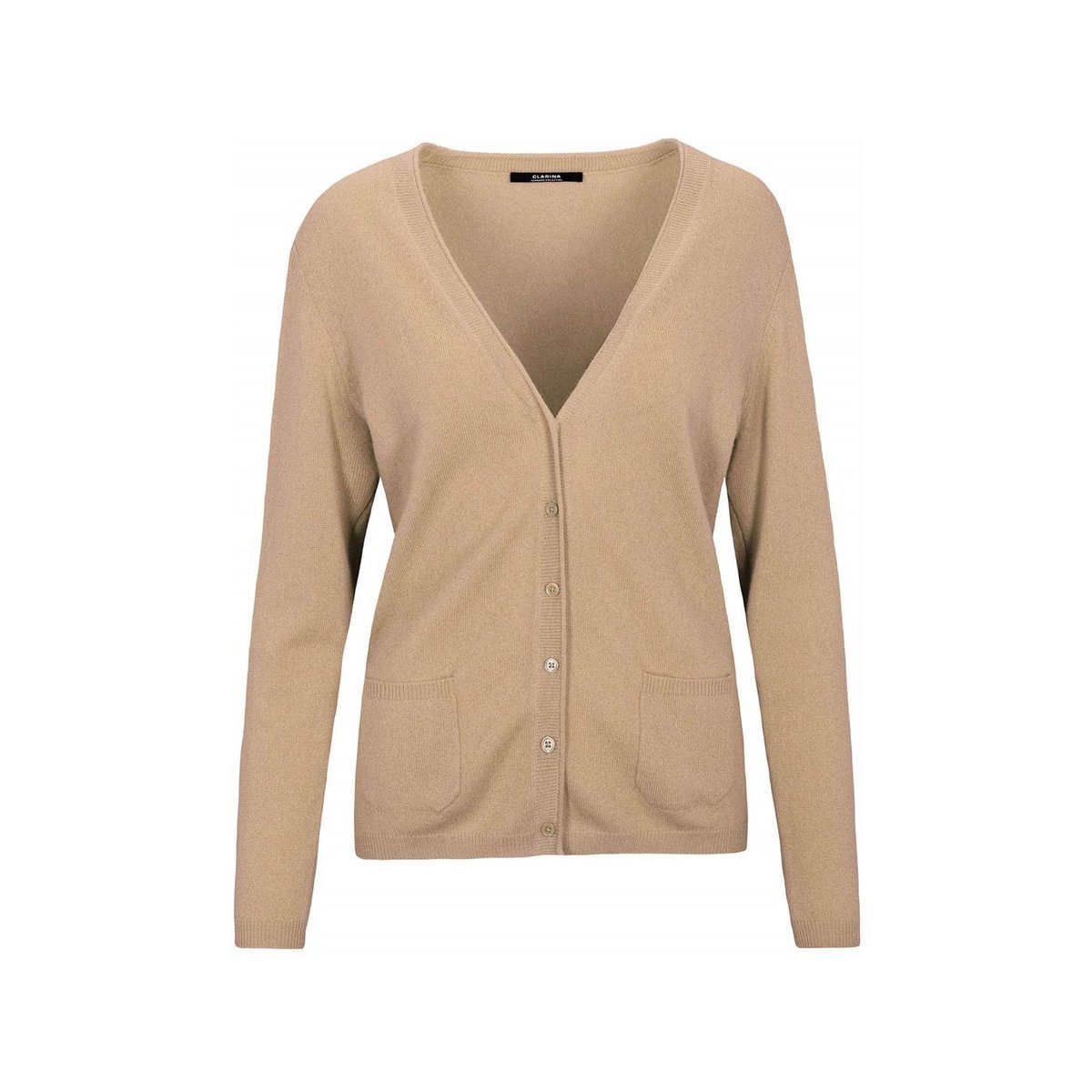 Clarina Strickjacke (1-tlg) regular taupe fit