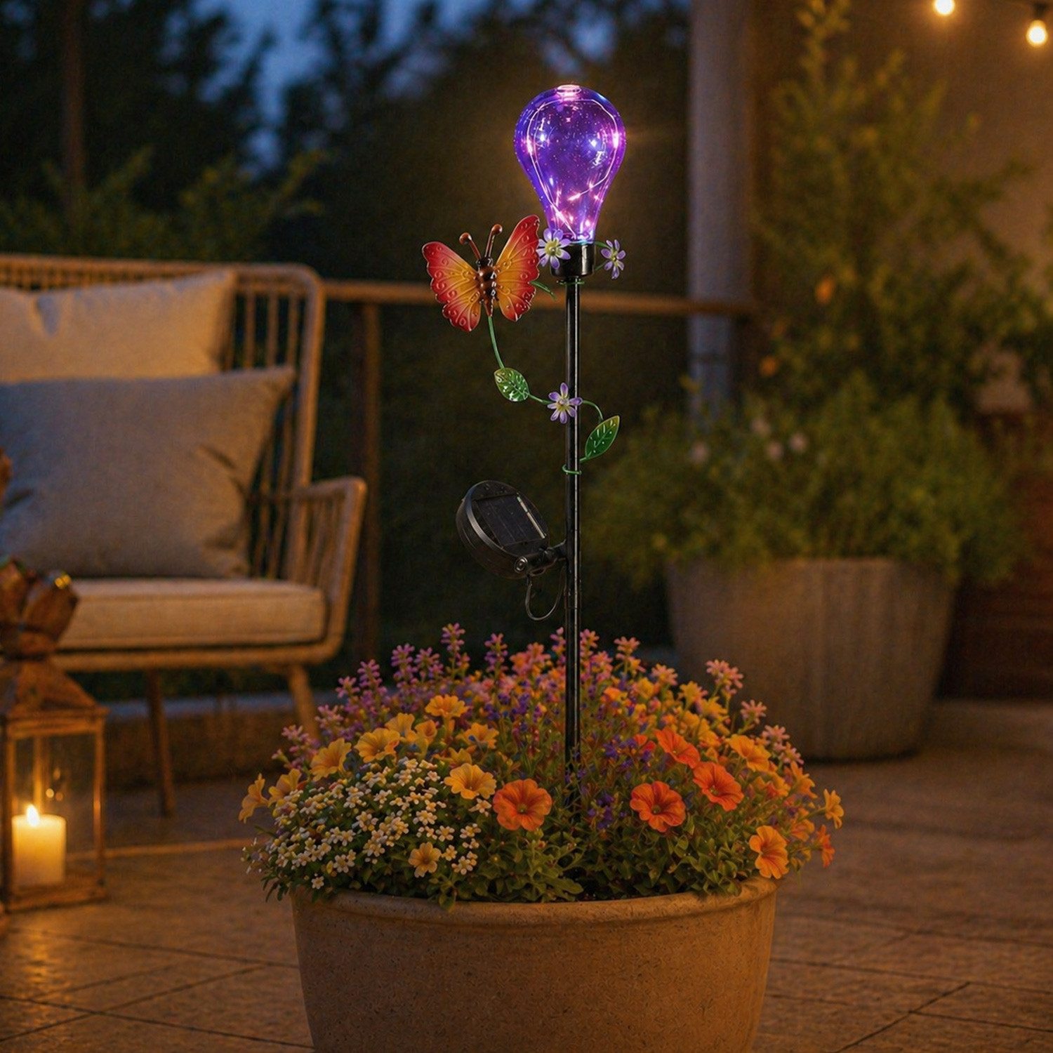 MARELIDA LED Solarleuchte LED Solar Gartenstecker Schmetterling Garten Balkon Deko Erdspieß 84cm, LED Classic, warmweiß (2100K bis 3000K)