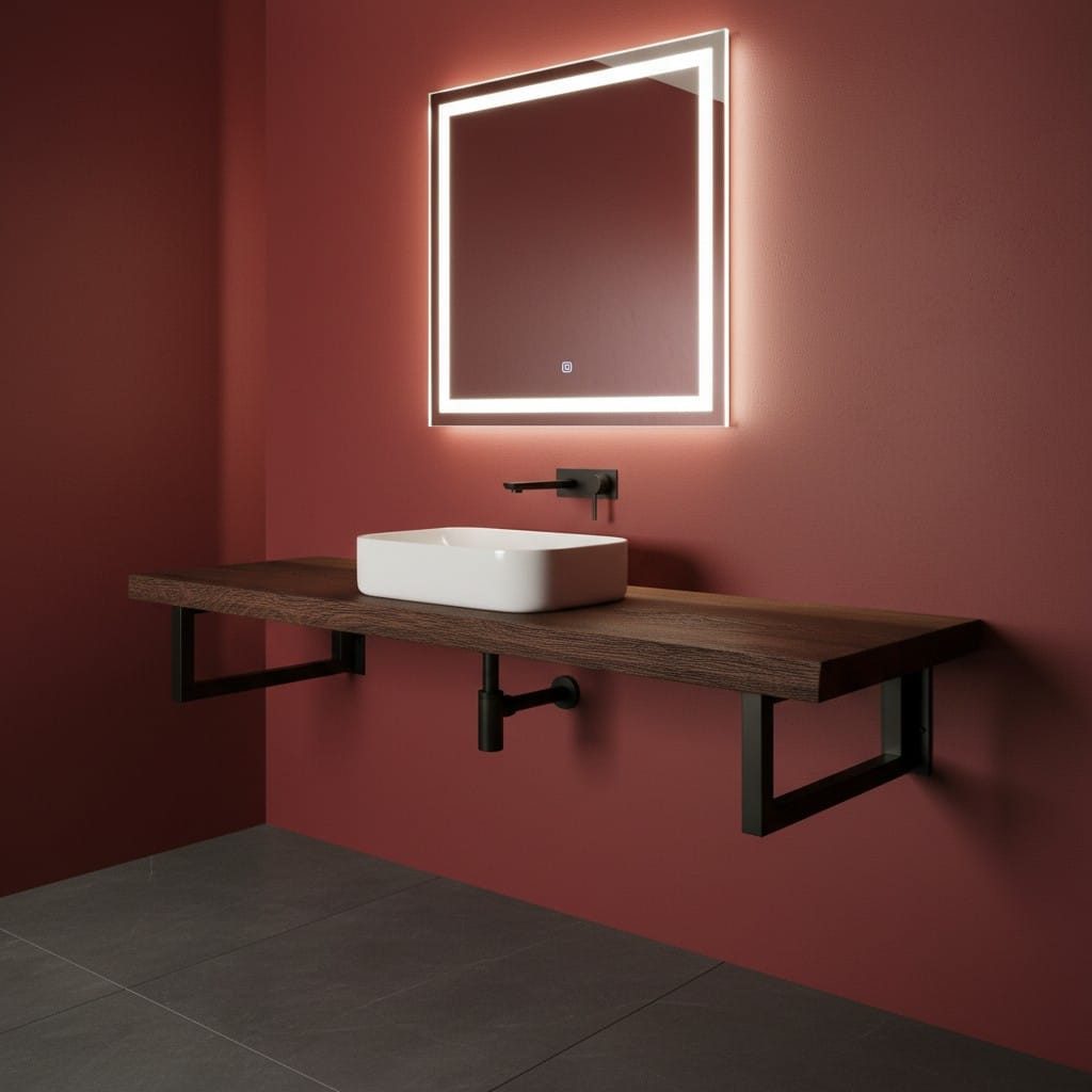 KEINerlei® Waschtischplatte Handgefertigte Waschtischplatte aus Altholz-Eiche dunkel 4 cm