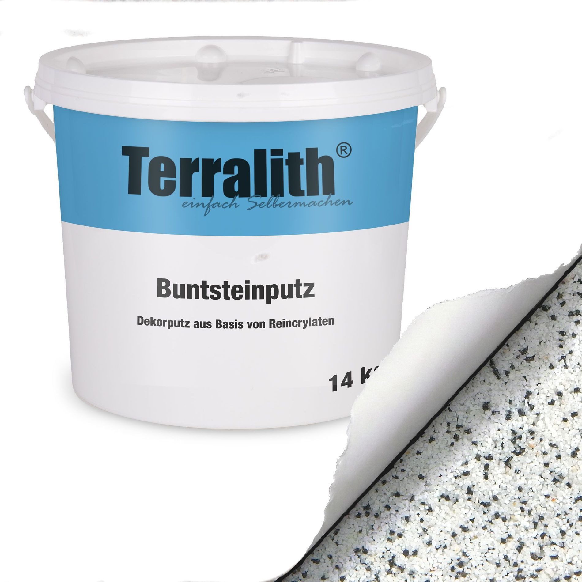 Terralith® Kunstharzputz Buntsteinputz Mosaikputz 2mm -14 kg- BSP95 (Eimer, Verarbeitungsfertig) Dekorationsputz aus Marmor-Granulat bzw. eingefärbter Körnung