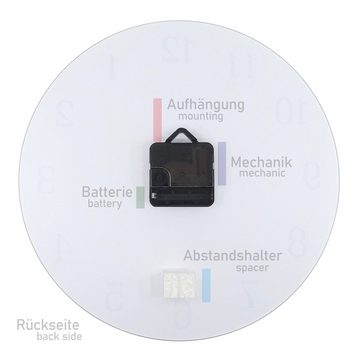 Primedeco Wanduhr Wanduhr aus Glas mit Motiv Kleine Wasserblasen - Rund mit Durchmesser 30 cm und Quarzuhrwerk