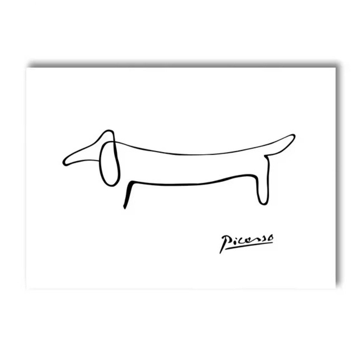TPFLiving Kunstdruck (OHNE RAHMEN) Poster - Leinwand - Wandbild, Klassische Retro Picasso Kreative Abstrakte Linie Dackel Leinwand (Leinwandbild XXL), Farben: Schwarz, Weiß -Größe: 30x40cm