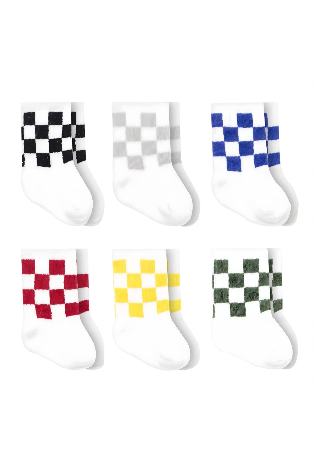 bistyle Socken Baby Socken, 6er-Pack, Karo Schachbrett Muster, Bio-Baumwolle (6-Paar, 6er-Pack) Karo Schachbrett Muster