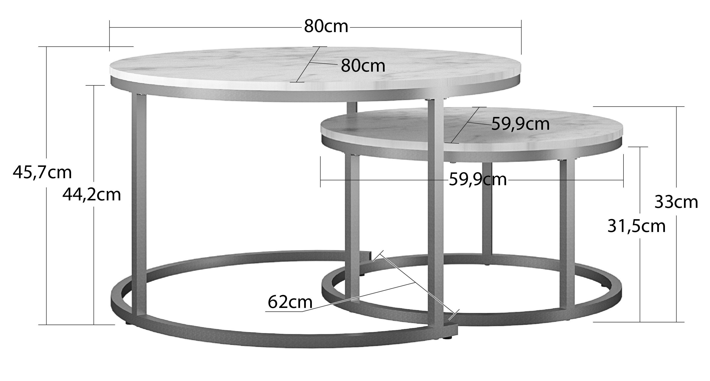 CosmoLiving by Cosmopolitan Couchtisch Amelia (Set, 2-St), 2 tlg., Tischplatte aus MDF, bronzefarbenes Gestell aus Metall