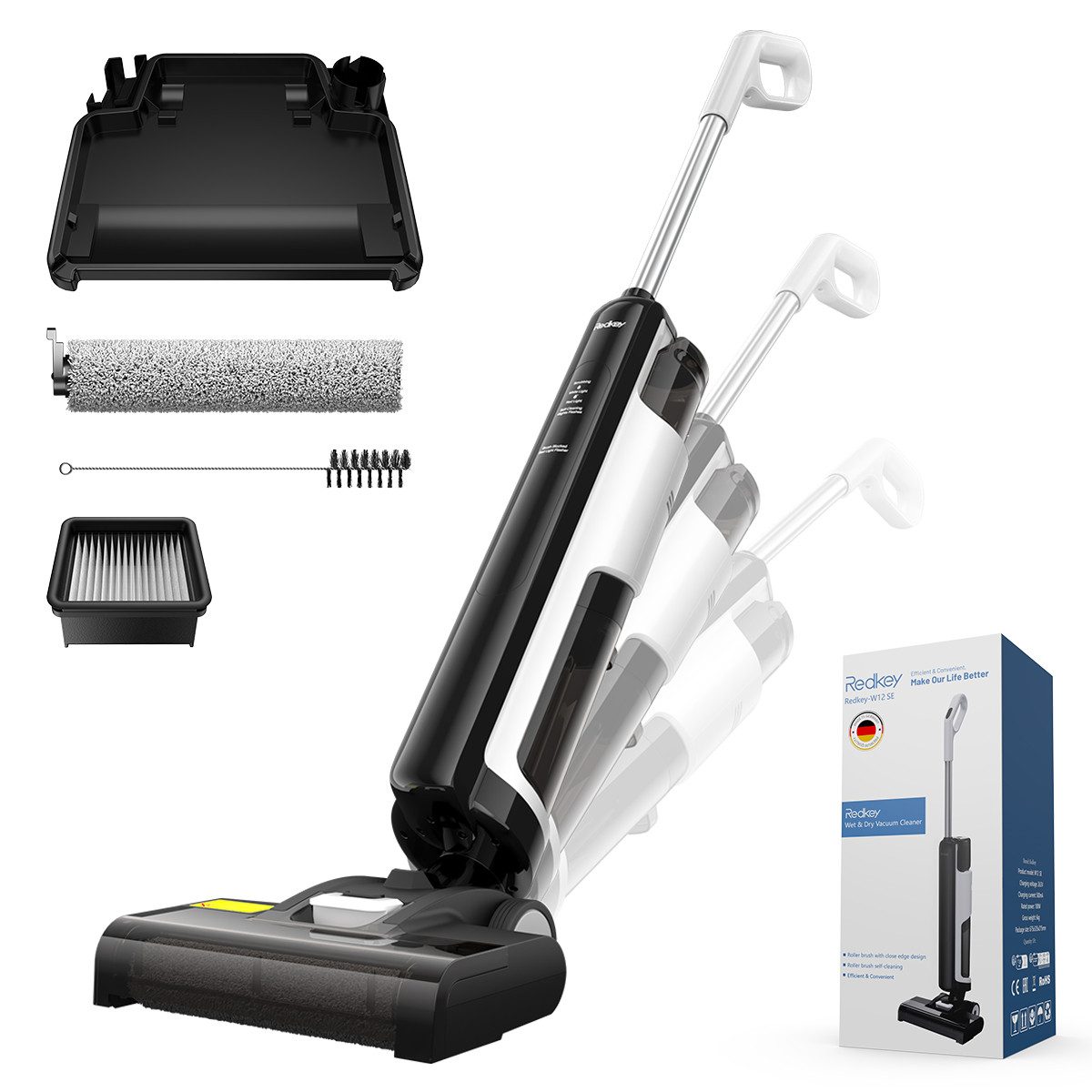 Redkey Nass-Trocken-Akkusauger 2025 Nass Trockensauger 18000Pa nasssauger mit Elektrolyse Technologie, 150 W, Elektrolyse-Technologie – kraftvolle Reinigung ohne Chemikalien