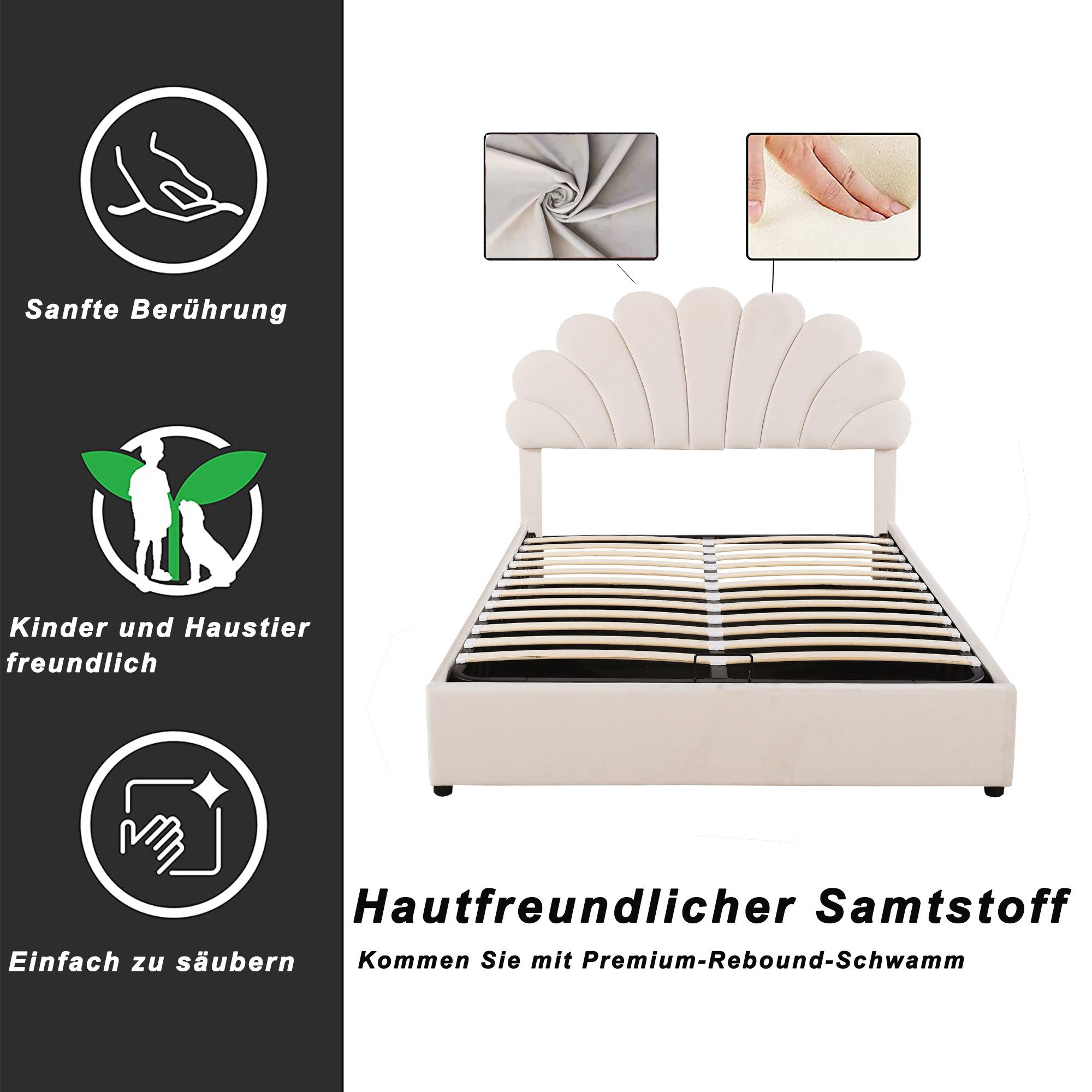HAUSS SPOLE Polsterbett 140x200cm mit geblümtem günstig online kaufen