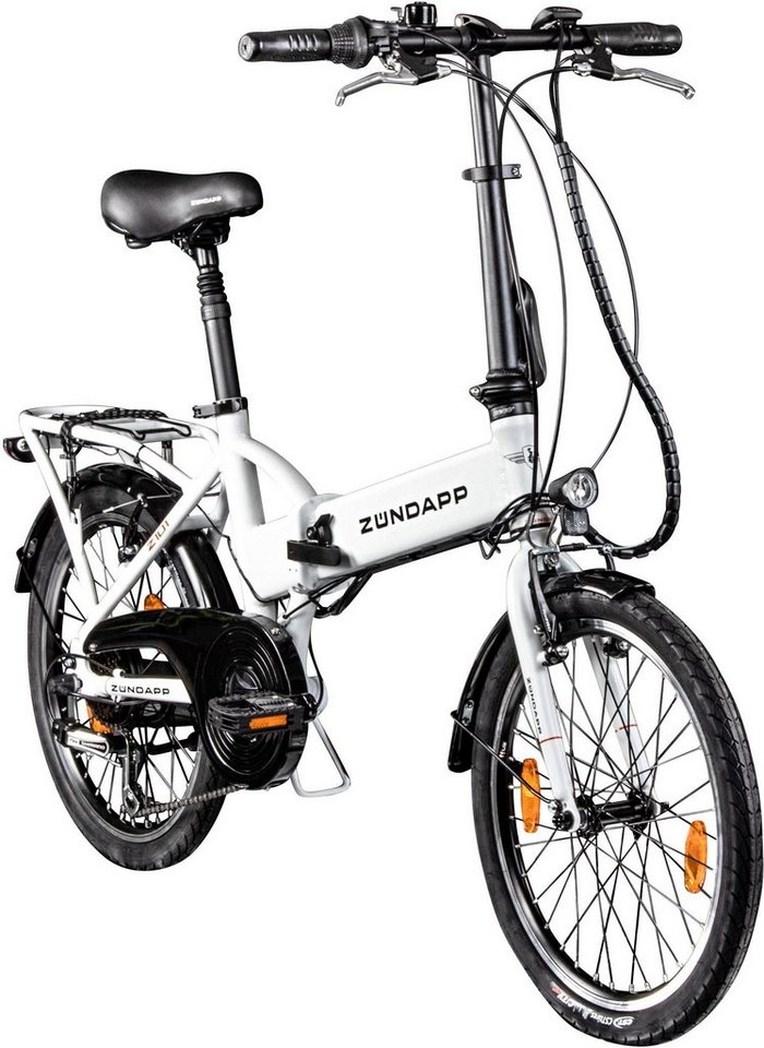 Thumbnail - Zündapp E-Bike Klapprad Z101, 6 Gang Shimano Tourney Schaltwerk, Kettenschaltung, Heckmotor, 270 Wh, Pedelec, Elektrofah...