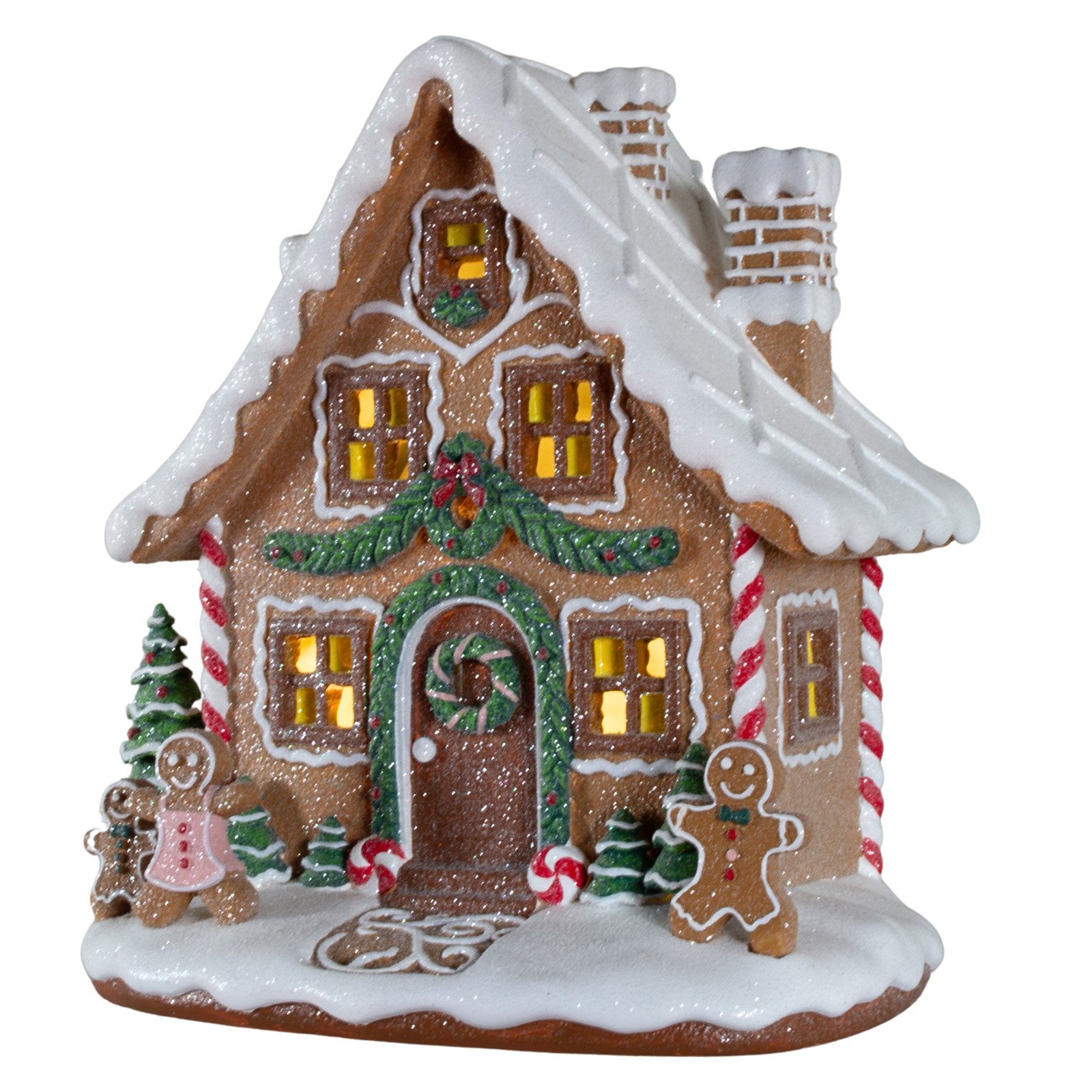 Christmas Paradise Weihnachtshaus LED Lebkuchenhaus 24cm, braun mit Lebkuchenfamilie