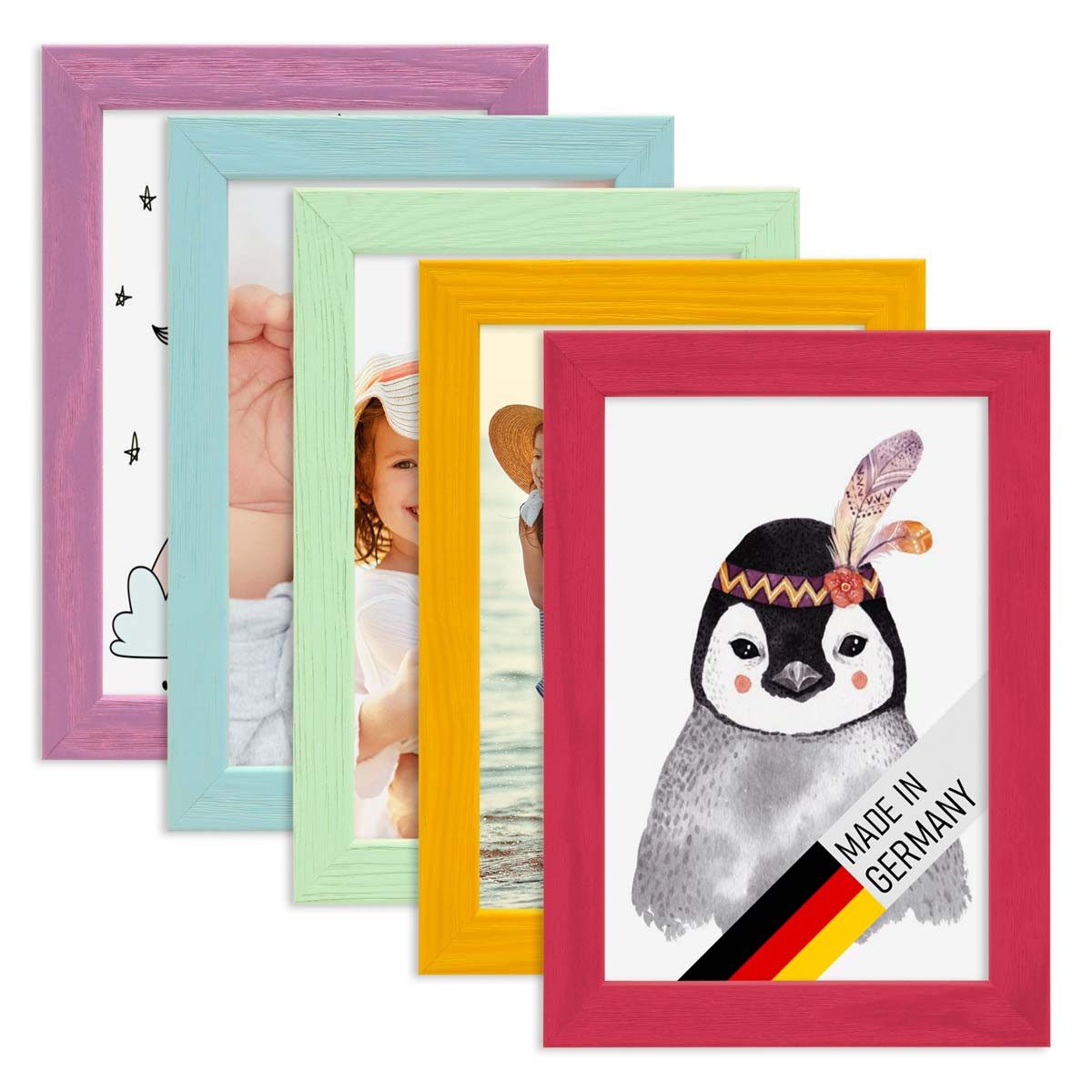 PHOTOLINI Bilderrahmen 5er Set Massivholz-Rahmen - günstig online kaufen