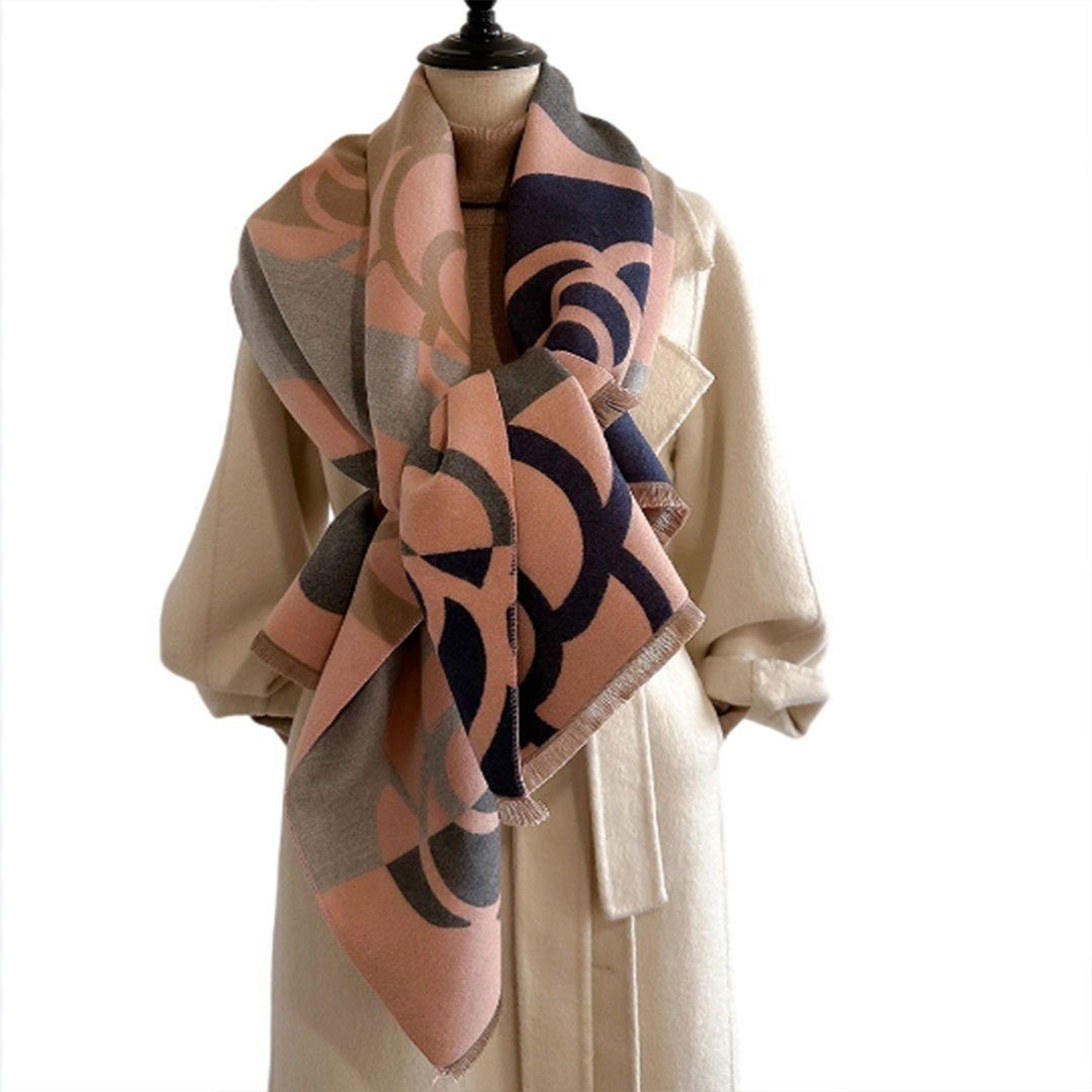 AUKUU Schal Halstuch Damenschal beidseitig als warmer Schal verwendbar, (vielseitiger Schal, Beidseitig tragbar) Rosa