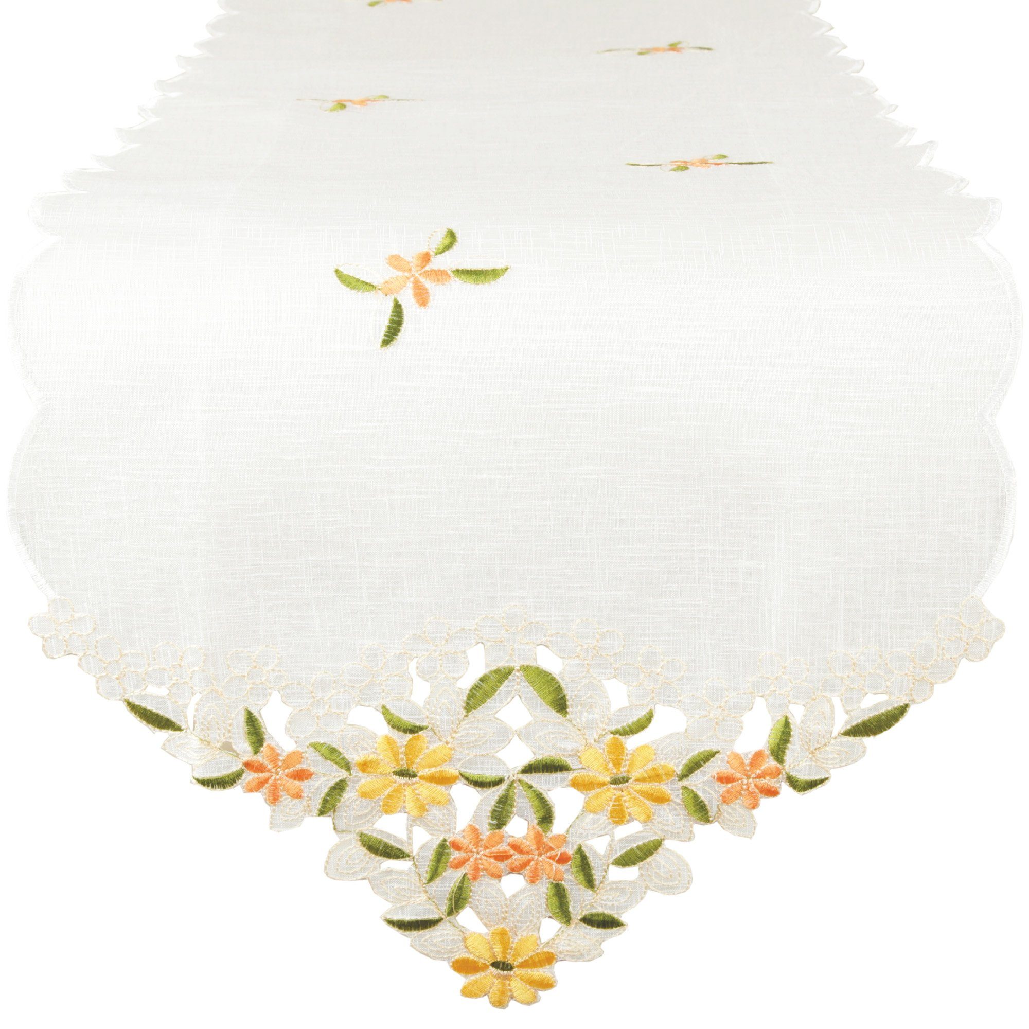 Arsvita Tischläufer bestickt 140x35cm Platzdecke (1-tlg), Tischdecke mit dekorativer Spitze, Tischdekoration