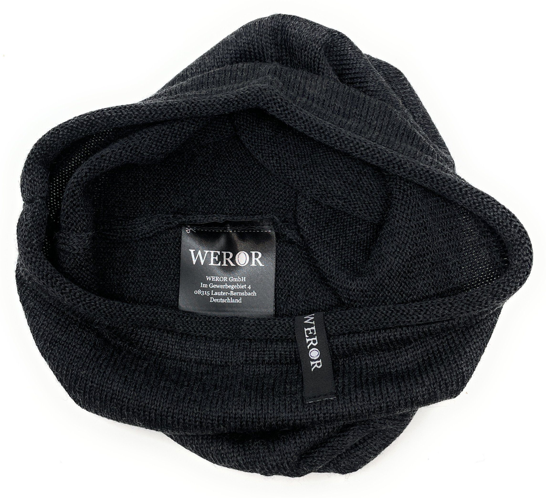 WEROR WEROR-390.1 Beanie 2-RP15 Mütze Longbeanie Strickmütze Schwarz