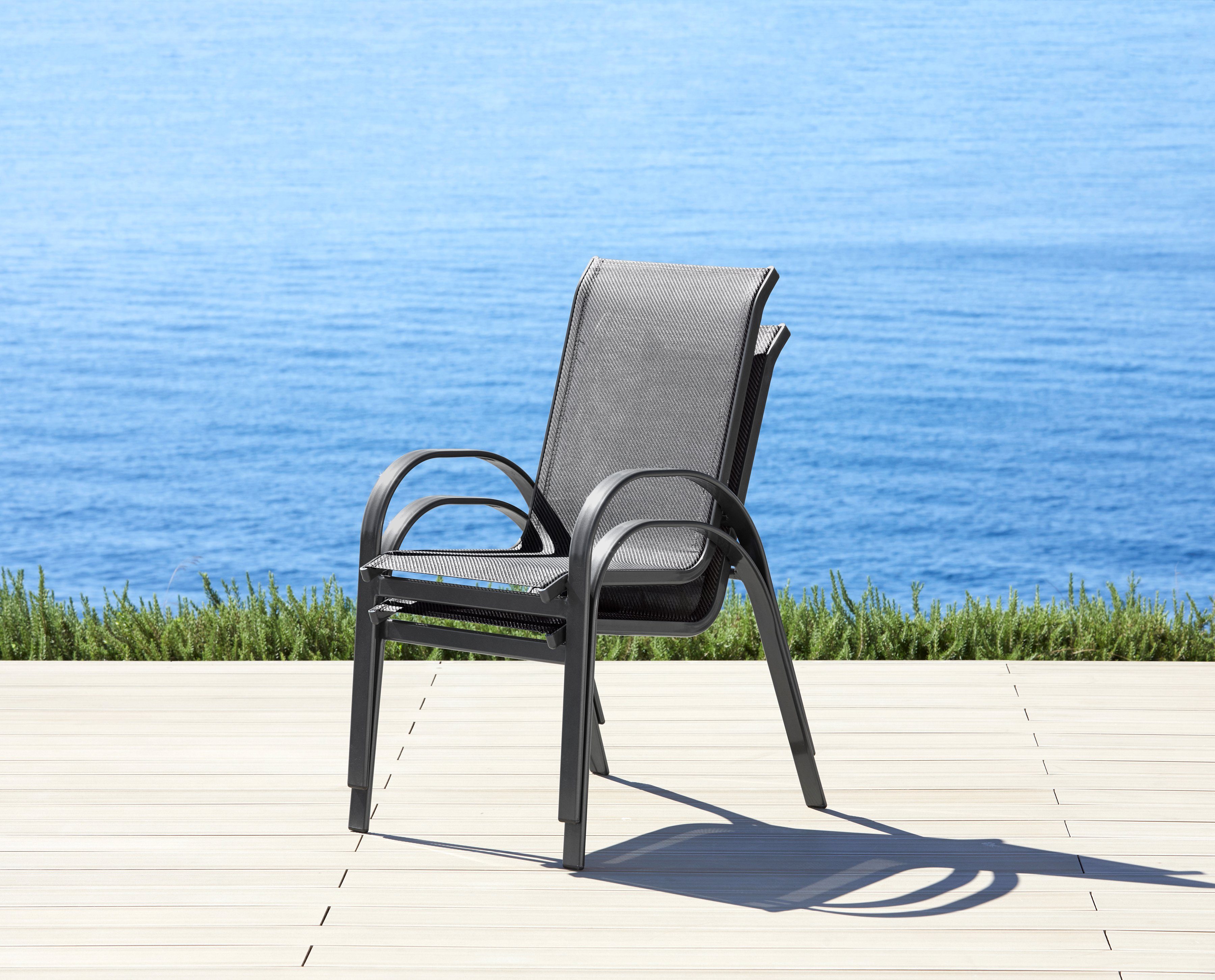 MERXX Gartenstuhl Amalfi (Set, 2 St), 2er Set, Alu/Textil, stapelbar, anthrazit