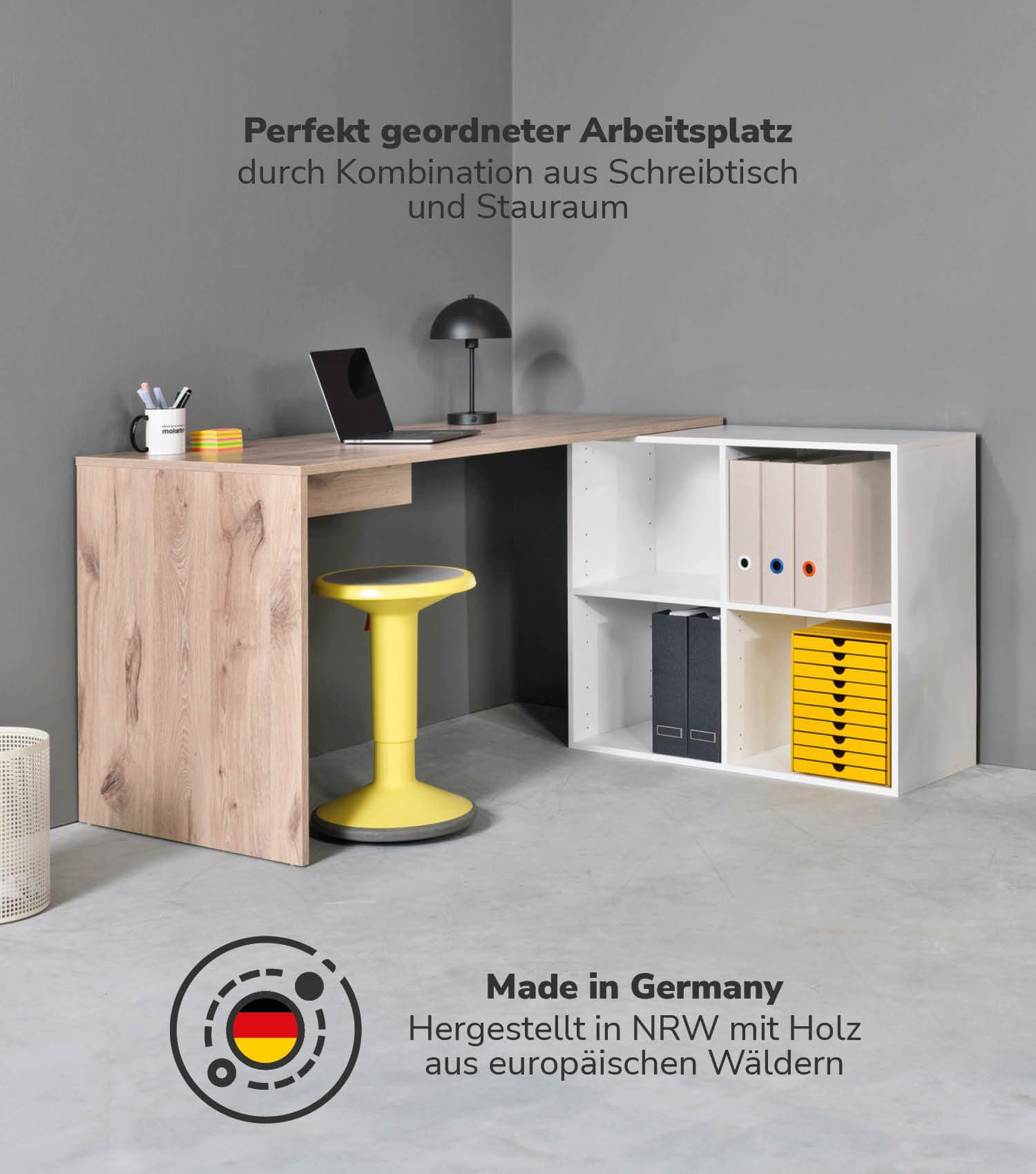 mokebo Eckschreibtisch Der Produktive (mit 4 günstig online kaufen