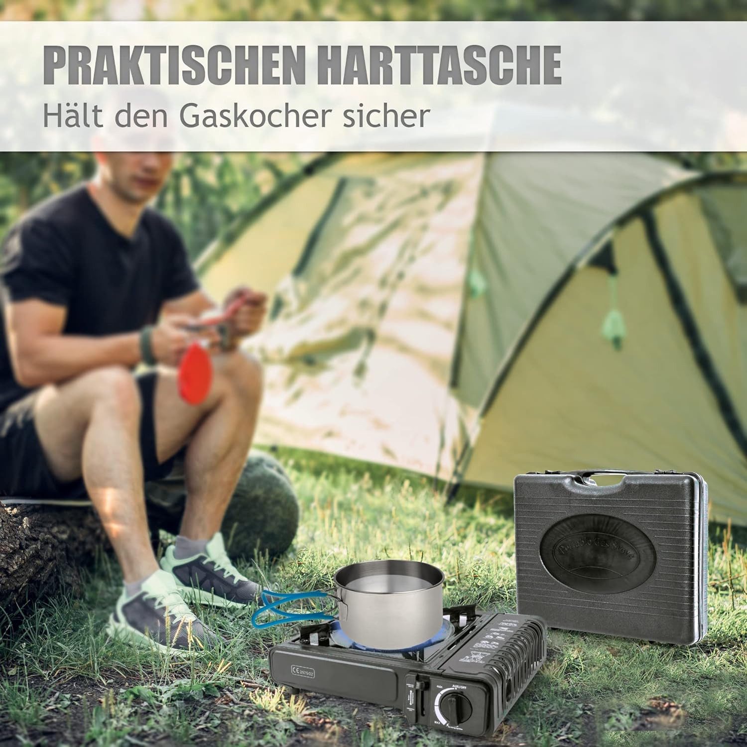 Greenpoint Gaskocher und Gaskocher mit Kartusche / Campingkocher mit gaskartusche, (Gaskocher), Edelstahl - Aluminium Gaskocher – Bild 5 von 5